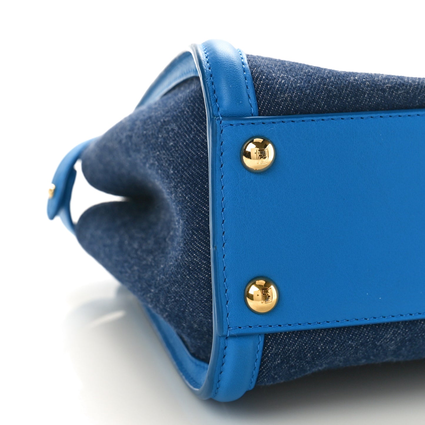 Denim Fabric Nappa FF Mini Peekaboo Iconic Satchel Blue