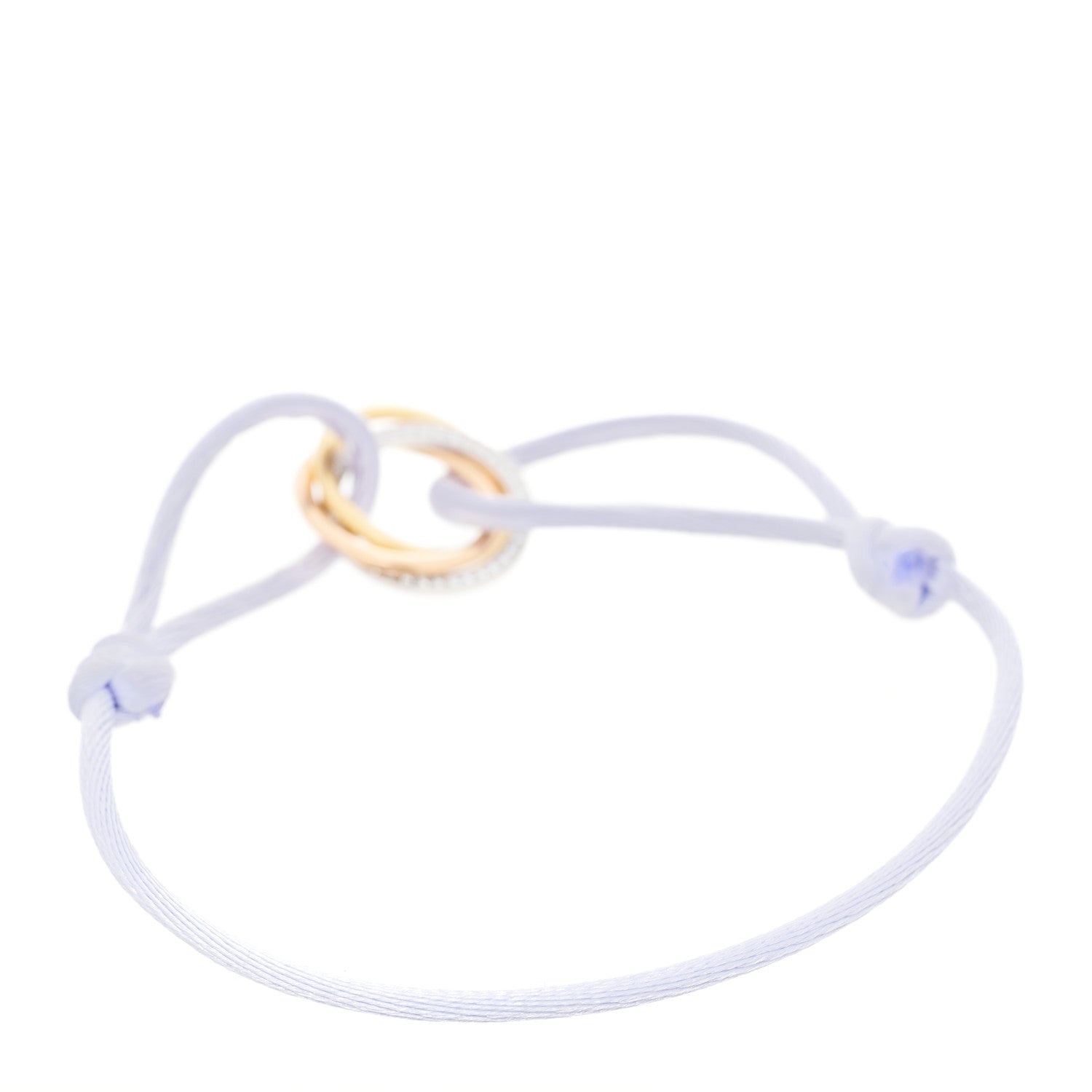 Cartier 18K White Yellow Pink Gold Diamond Trinity Cord Bracelet Lilac 2 of 3