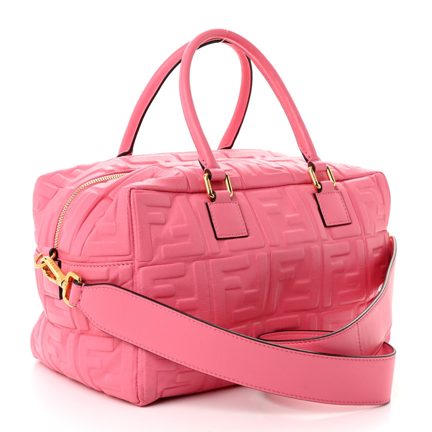 Nappa FF 1974 Embossed Small Boston Rosa Fluo
