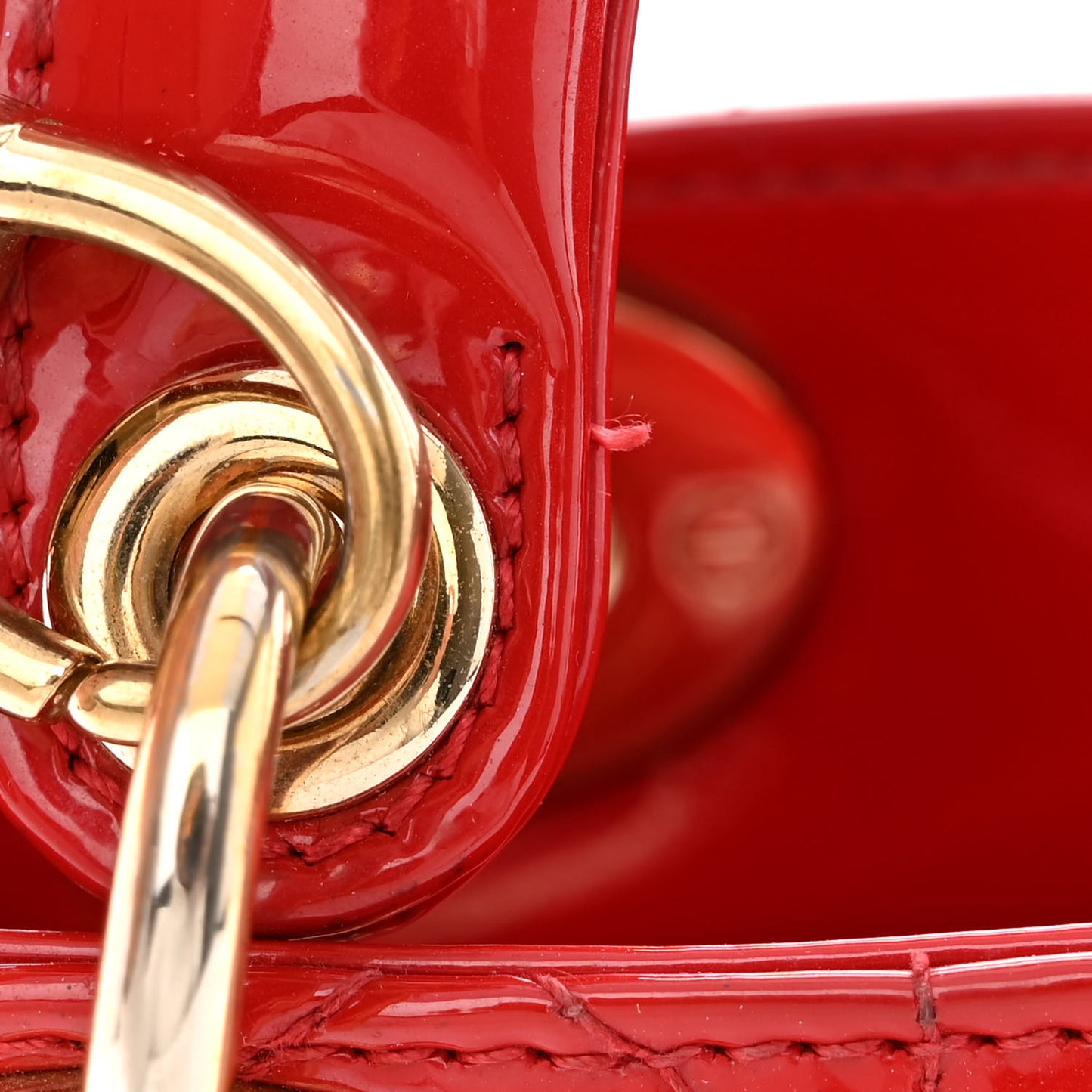 Patent Cannage Mini Lady Dior Red