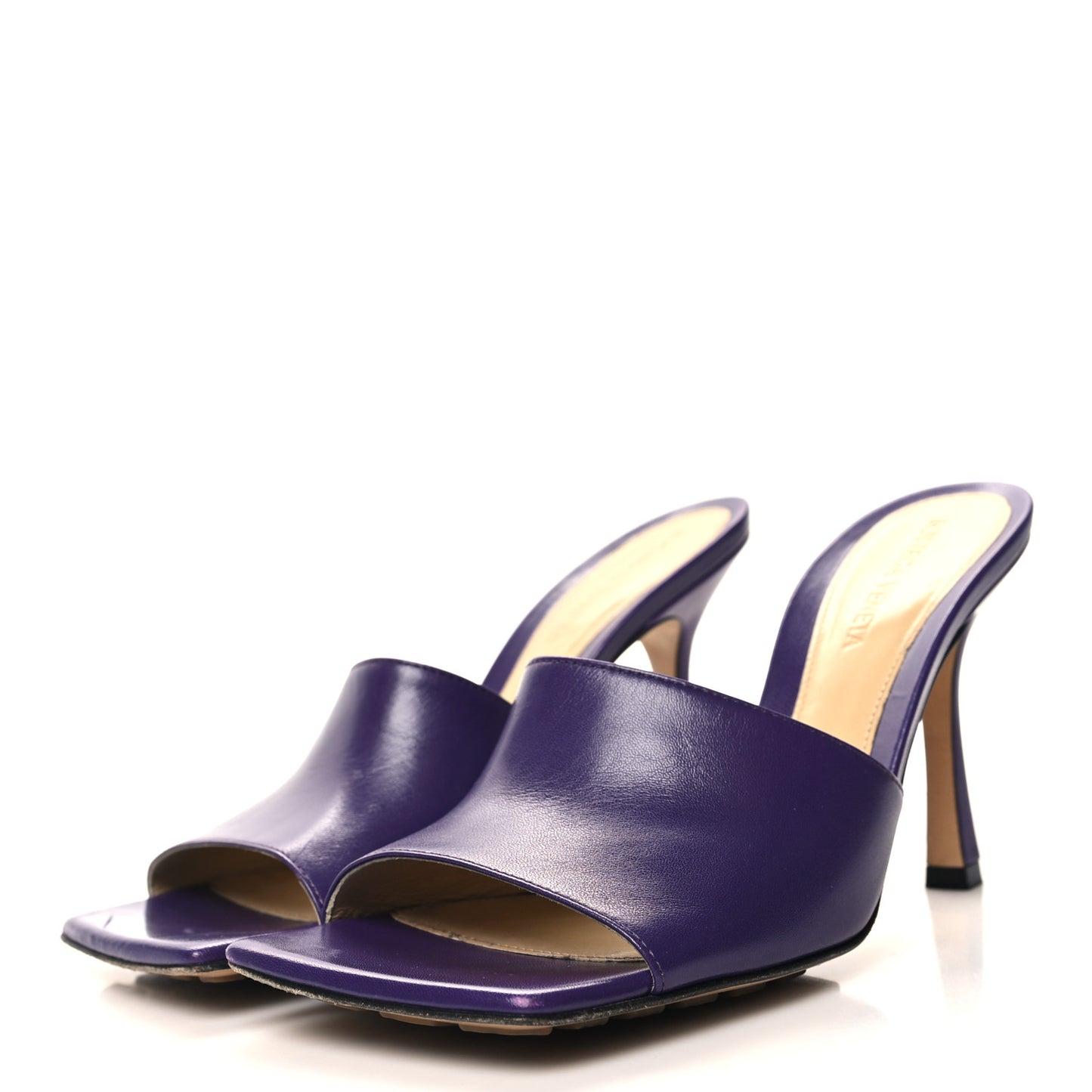 Lambskin Stretch Mule Sandals 37 Plum