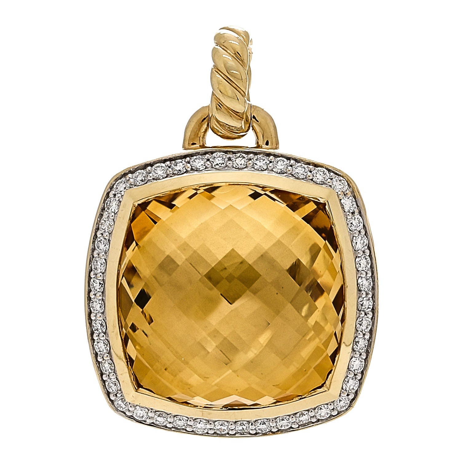 David Yurman 18K Yellow Gold Diamond Citrine 17mm Albion Pendant 1 of 5