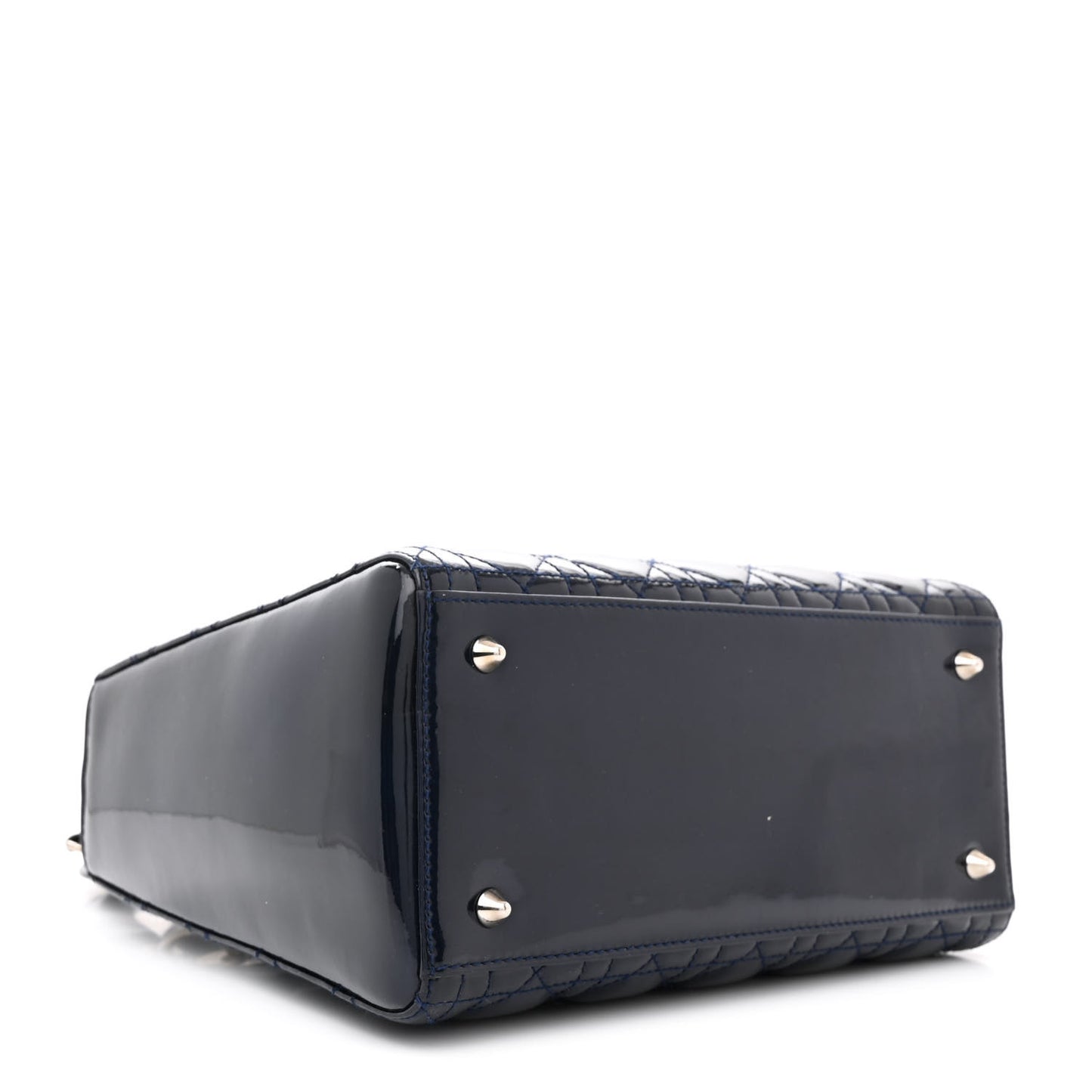 Patent Cannage Medium Lady Dior Navy Blue