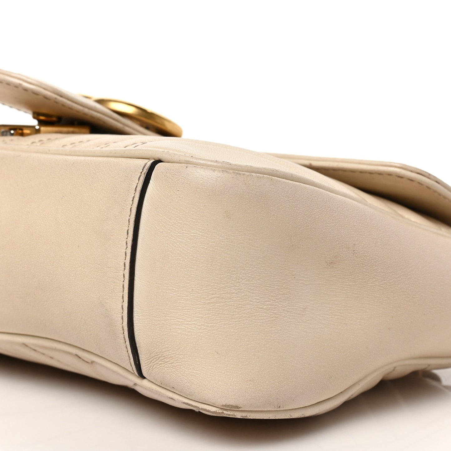 Calfskin Matelasse Small GG Marmont Shoulder Bag White