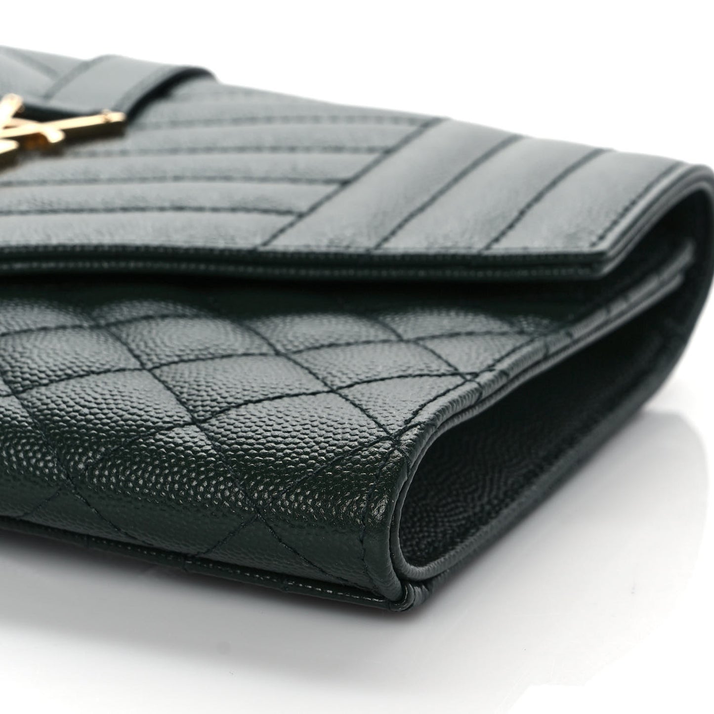 Grain De Poudre Textured Mixed Matelasse Triquilt Monogram Clutch Vert Fonce
