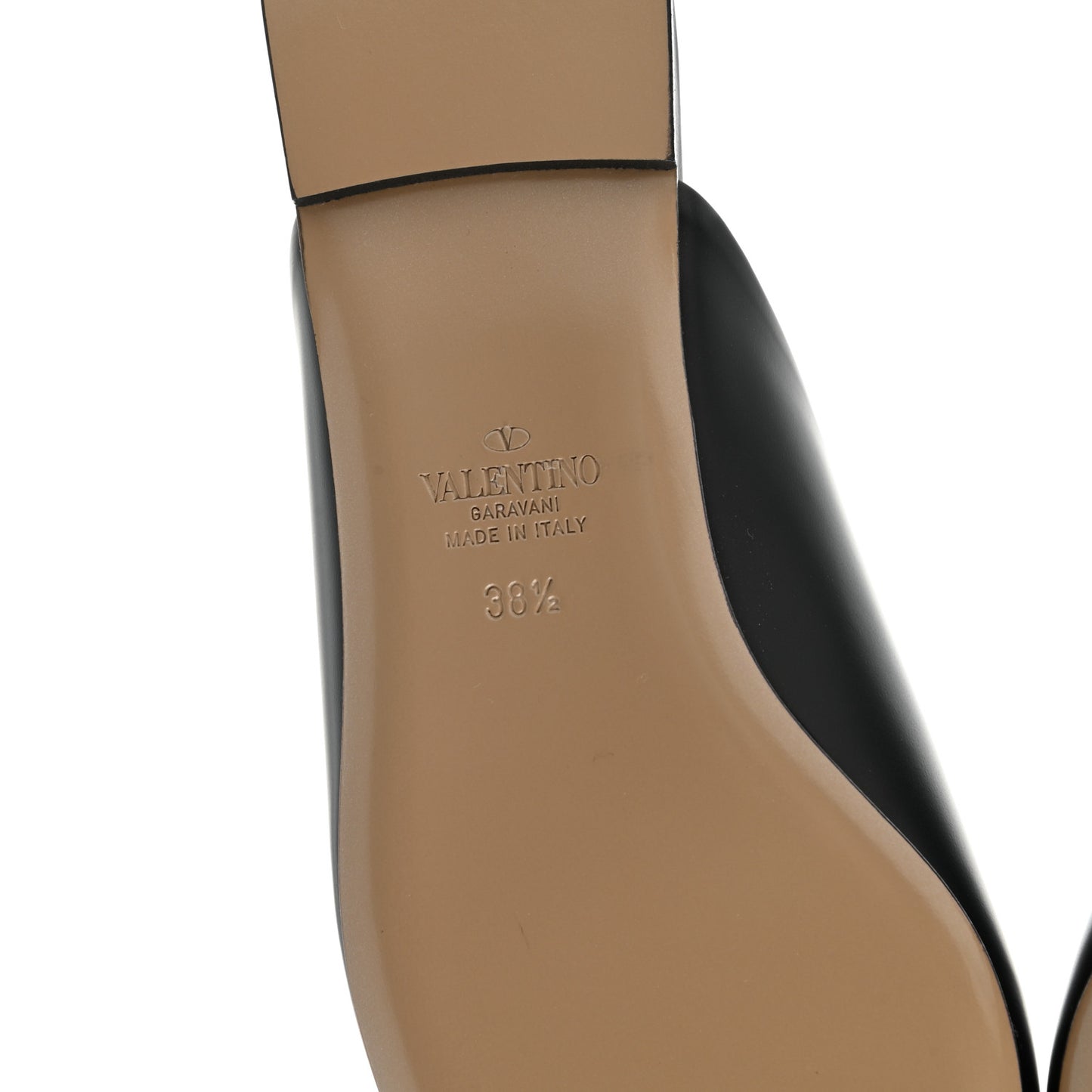 Calfskin Roman Stud Pointed Flat Mules 38.5 Black