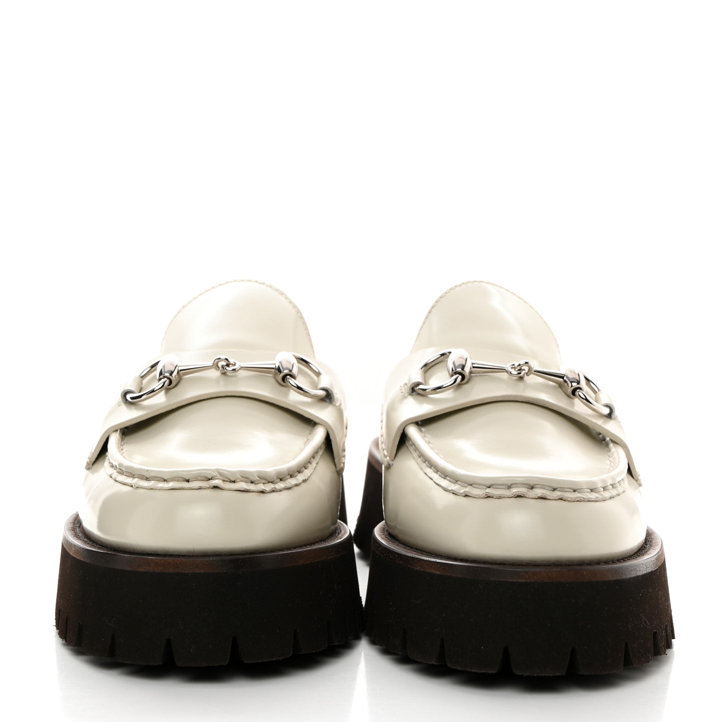 Cordovan Lux Horsebit Platform Mules 39 Mystic White