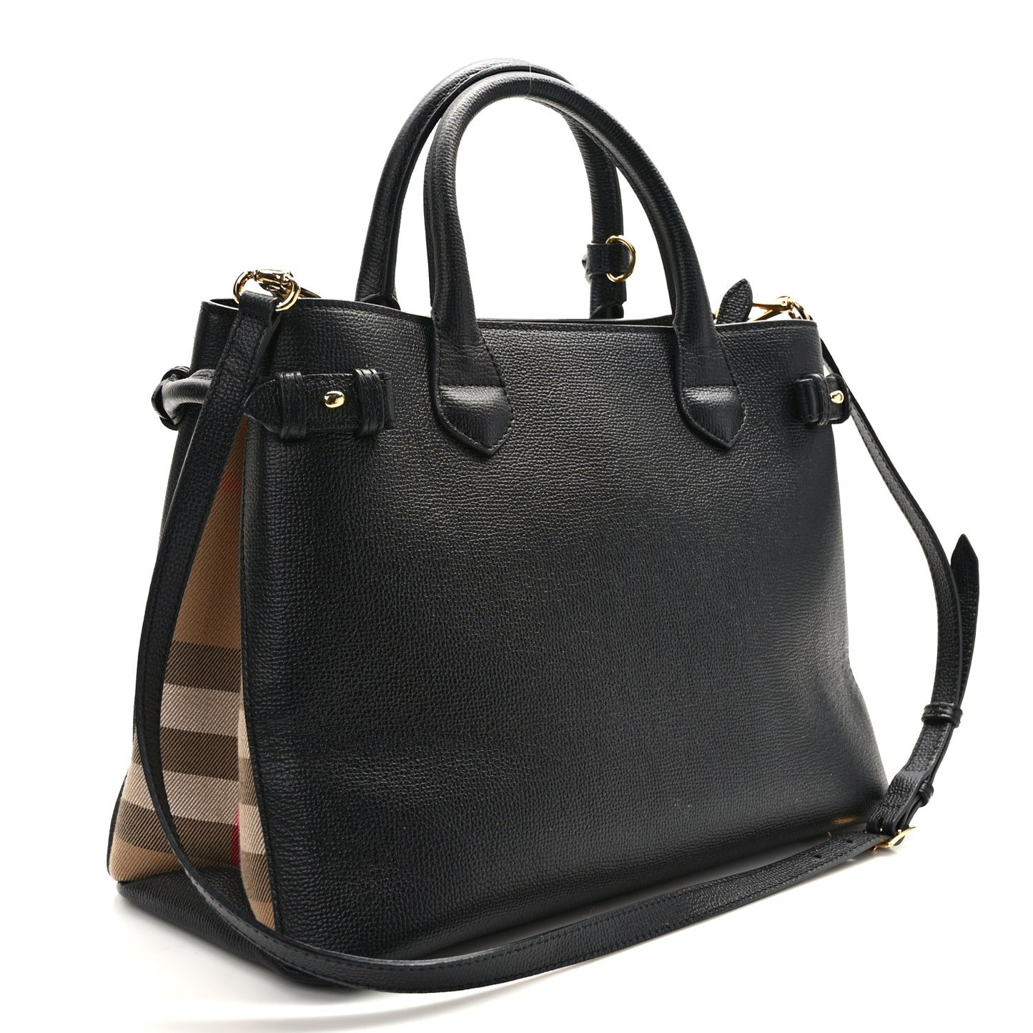 Derby Calfskin House Check Medium Banner Tote Black