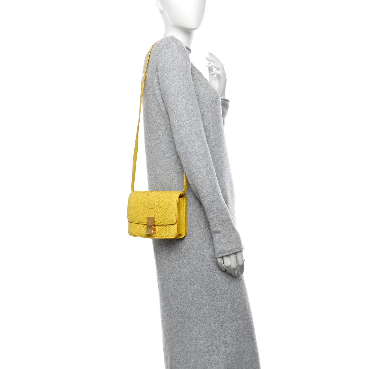 Snakeskin Small Classic Box Flap Bag Yellow