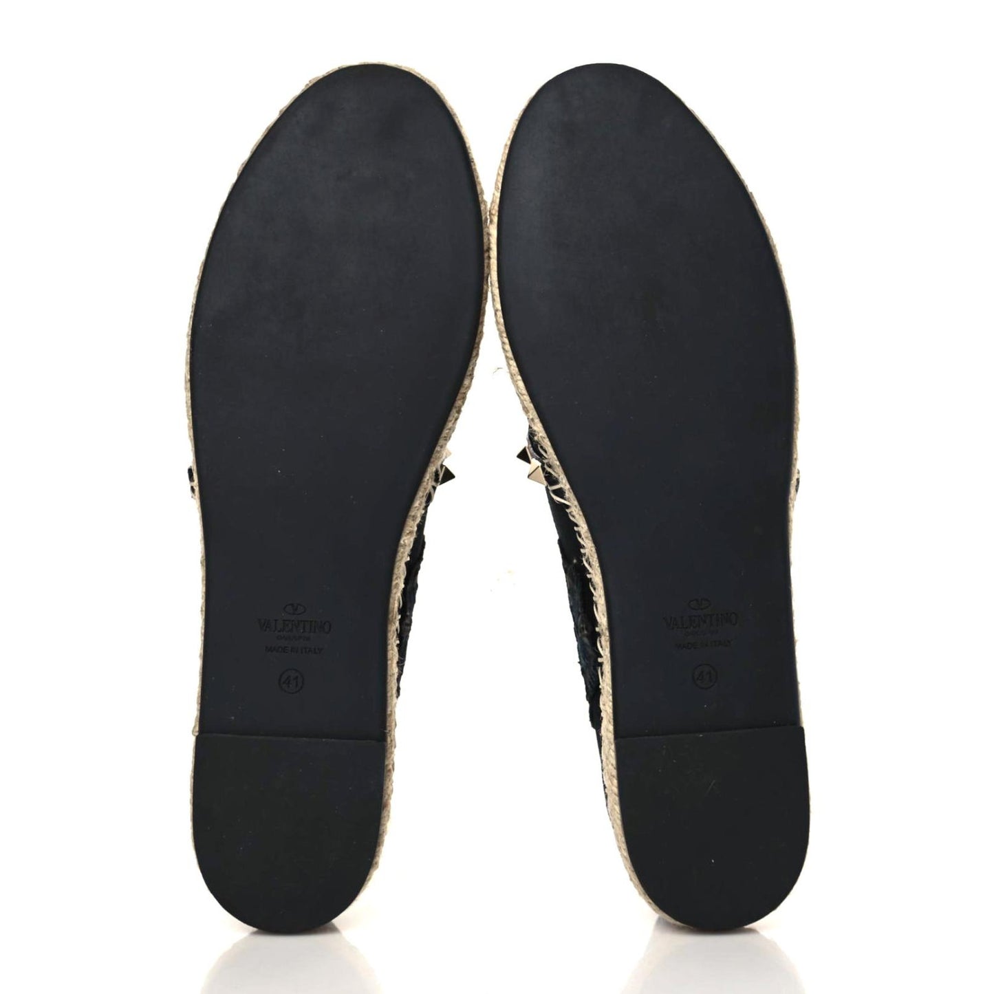 Denim Butterfly Embroidered Rockstud Espadrille Flats 41 Black Multicolor