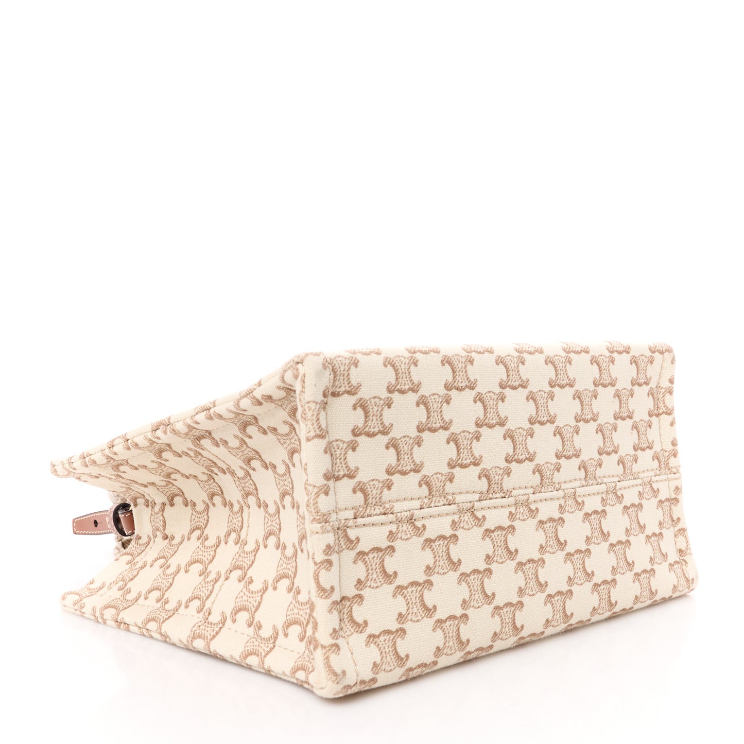 Canvas Calfskin Triomphe Print Small Cabas Thais White