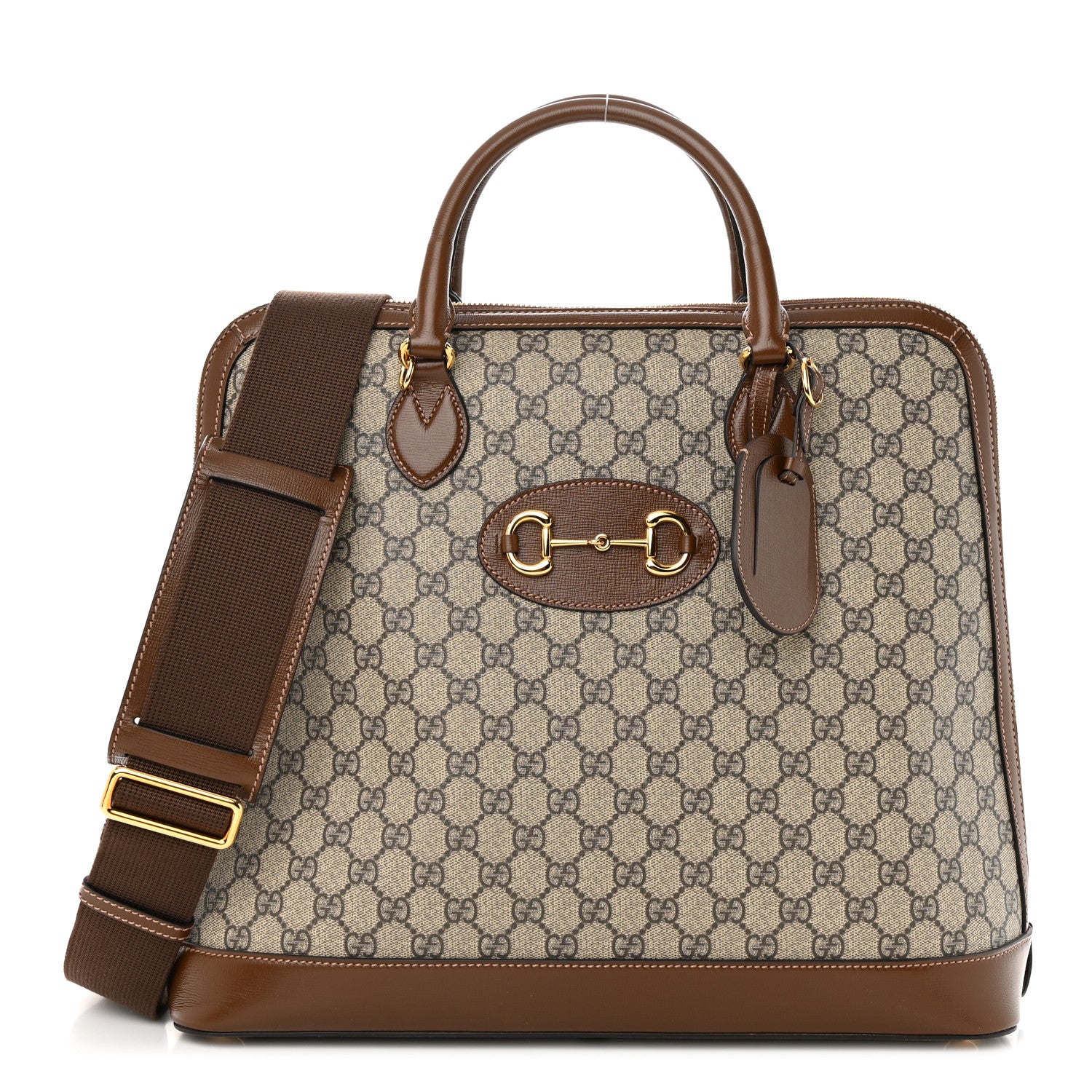 Gucci GG Supreme Monogram Azalea Calfskin Horsebit 1955 Duffle Bag Beige Ebony Brown Sugar 1 of 10