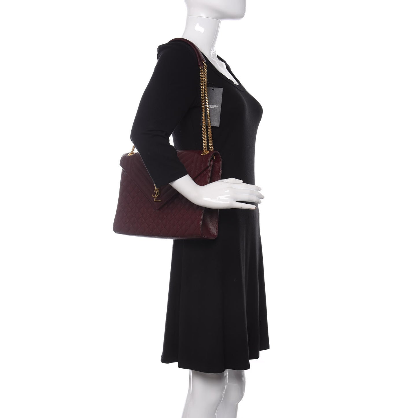 Grain De Poudre Mixed Matelasse Large Triquilt Monogram Satchel Rouge Legion