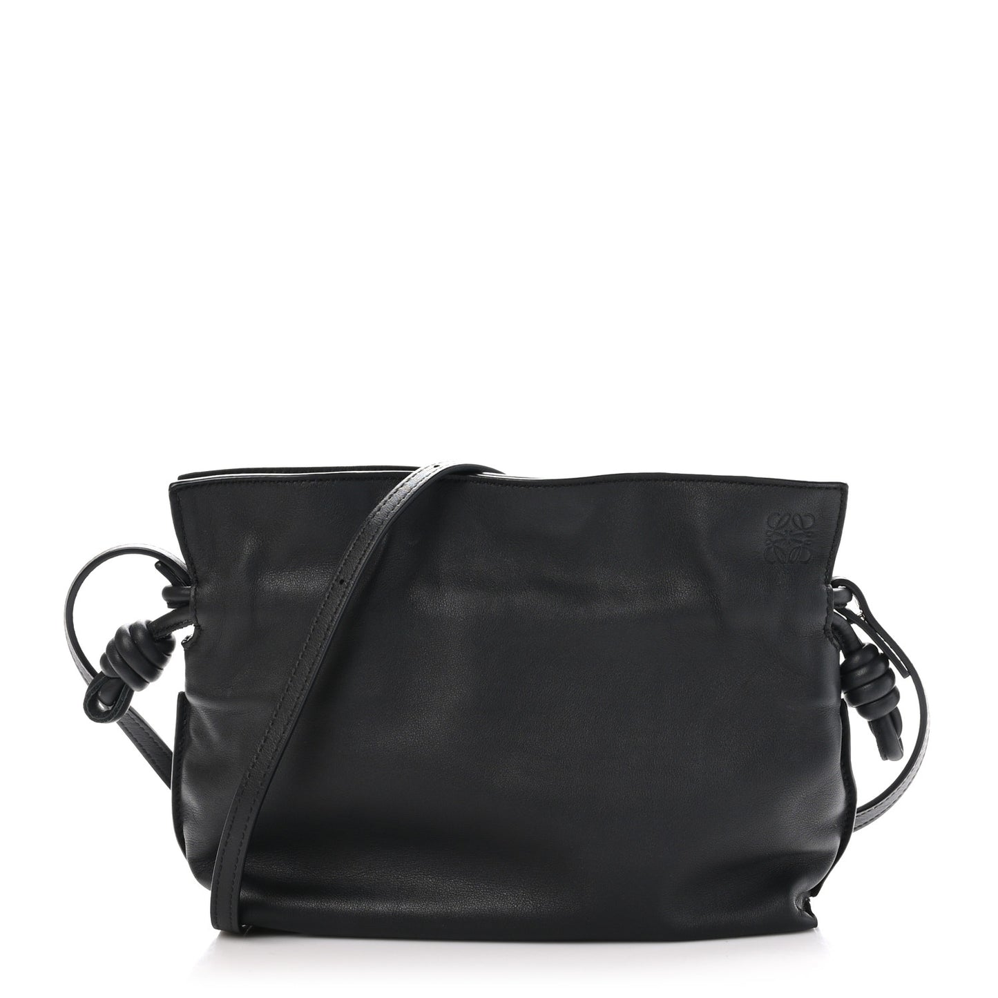 Calfskin Mini Flamenco Knot Clutch Black