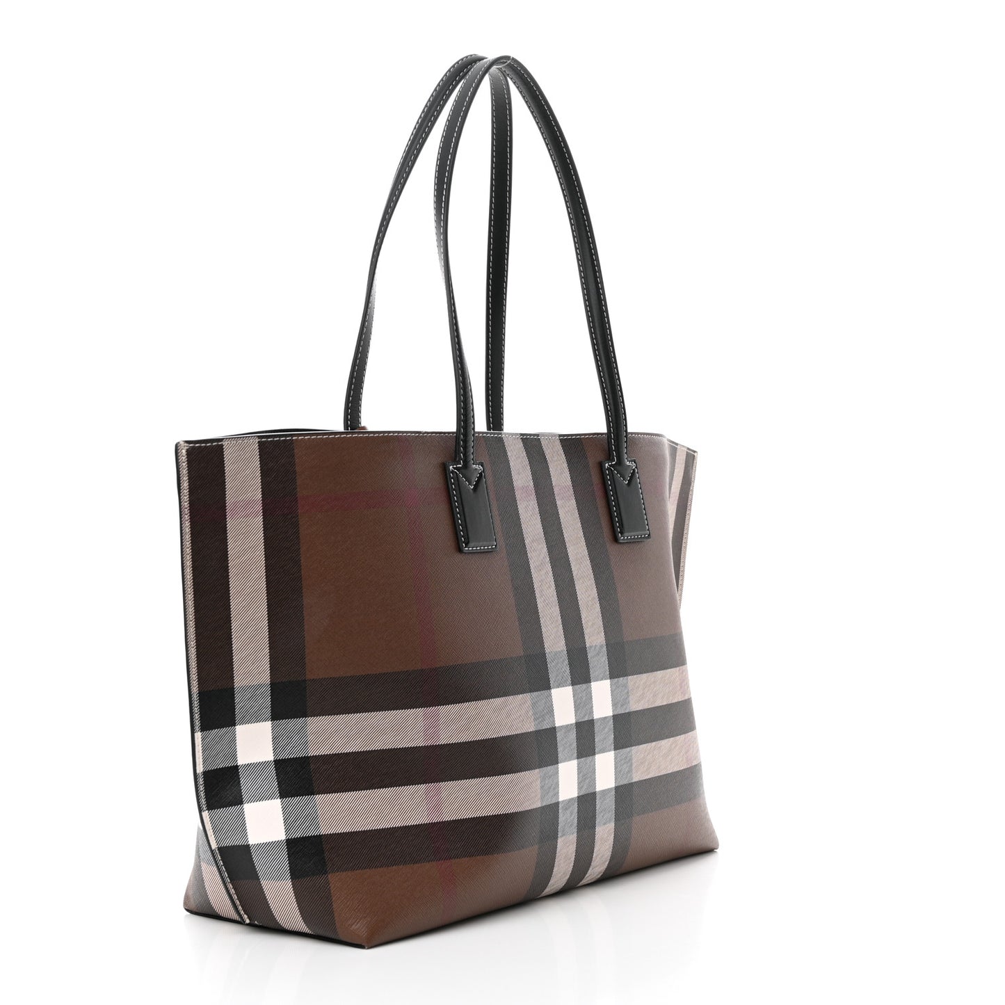 E-Canvas Check Medium Soft TB Tote Dark Birch Brown