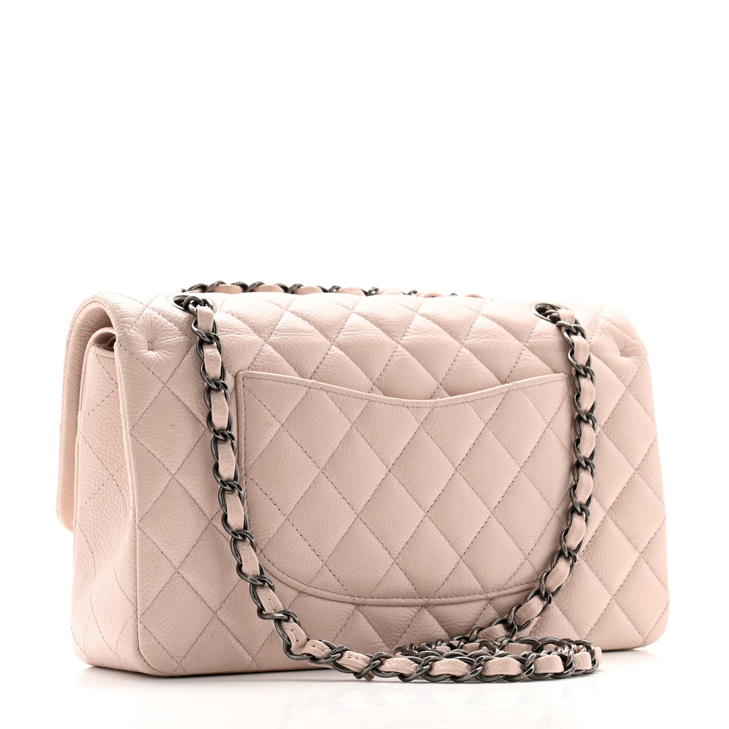 Caviar Quilted Medium Double Flap Light Pink