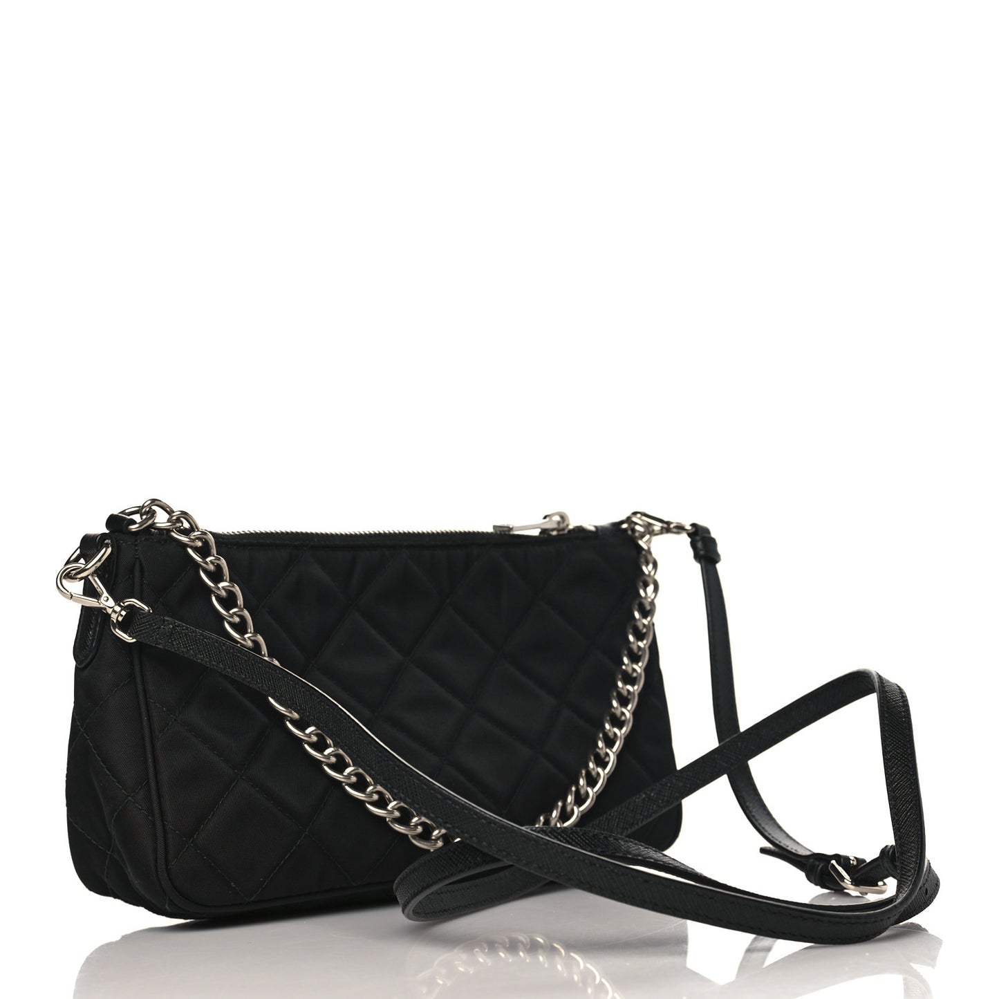 Nylon Tessuto Impuntu Quilted Crossbody Bag Black