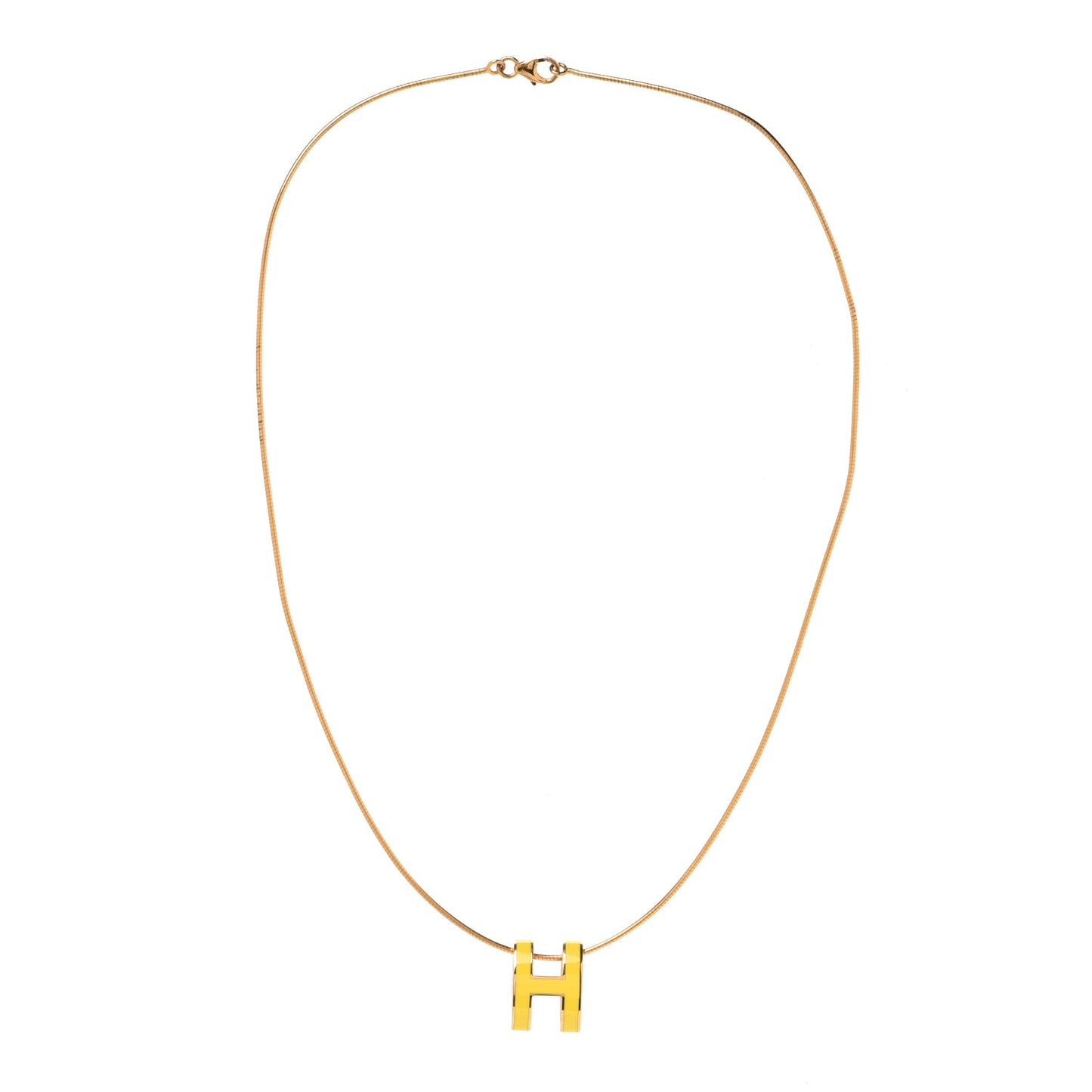 Lacquered Gold Pop H Pendant Necklace Naples Yellow