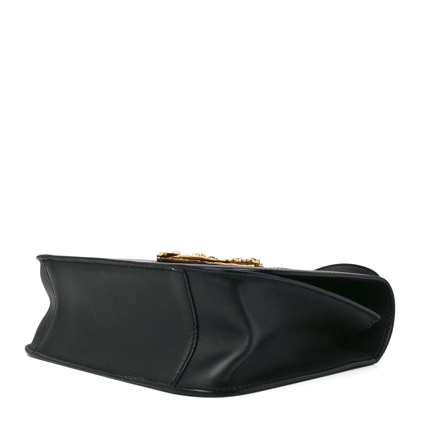 Vitello Barocco Virtus Top Handle Shoulder Bag Black