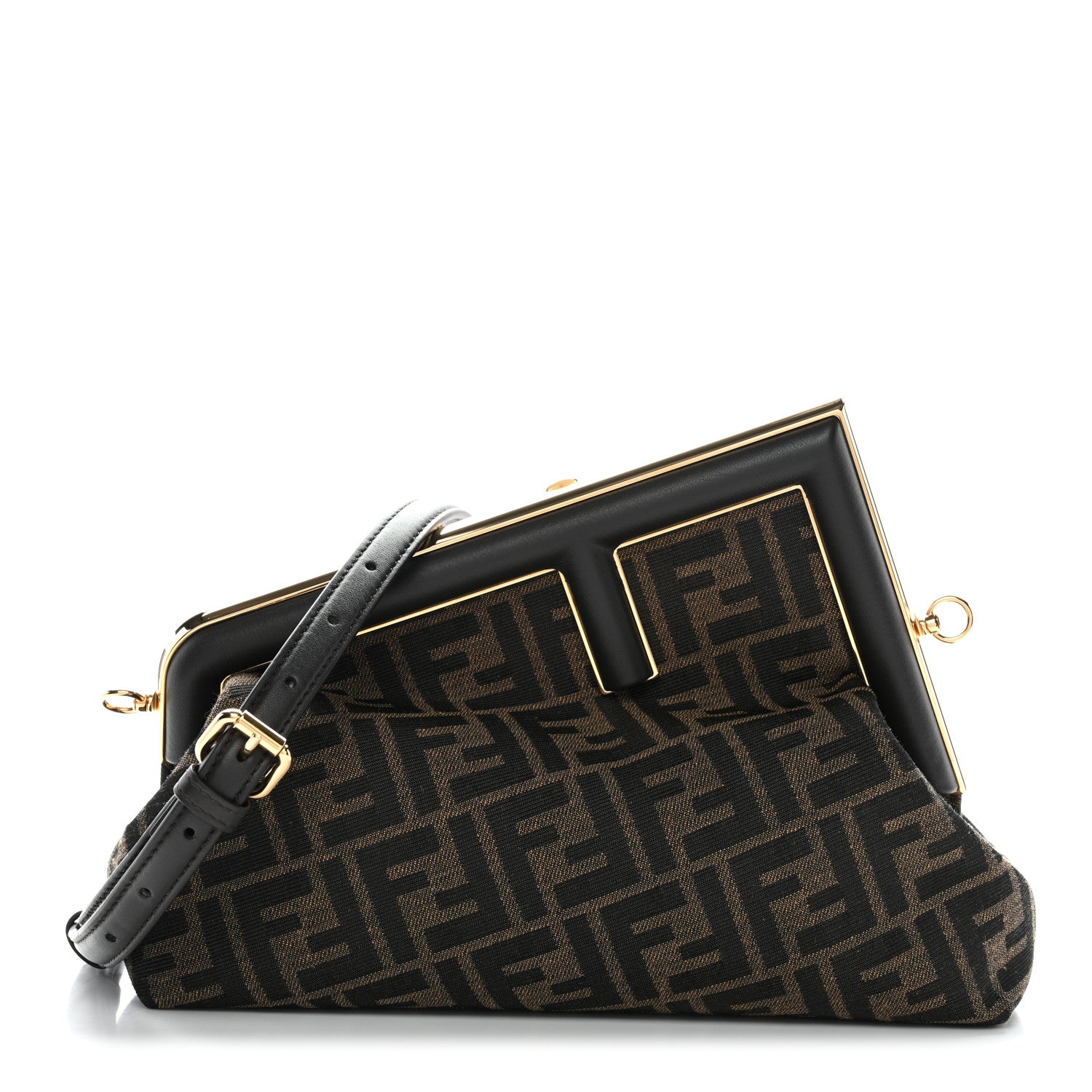 Fendi Shiny Nappa Fabric Jacquard FF 1974 Midi Fendi Tobacco Moro