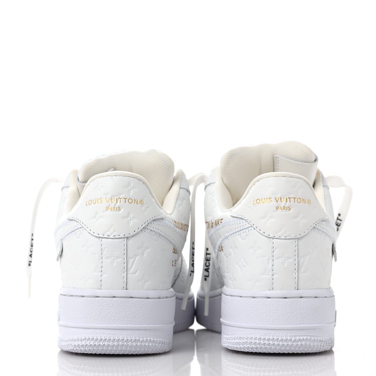 Louis Vuitton X NIKE AIR FORCE 1 Calfskin Monogram Mens Low Top Sneakers 7.5 White 5 of 8