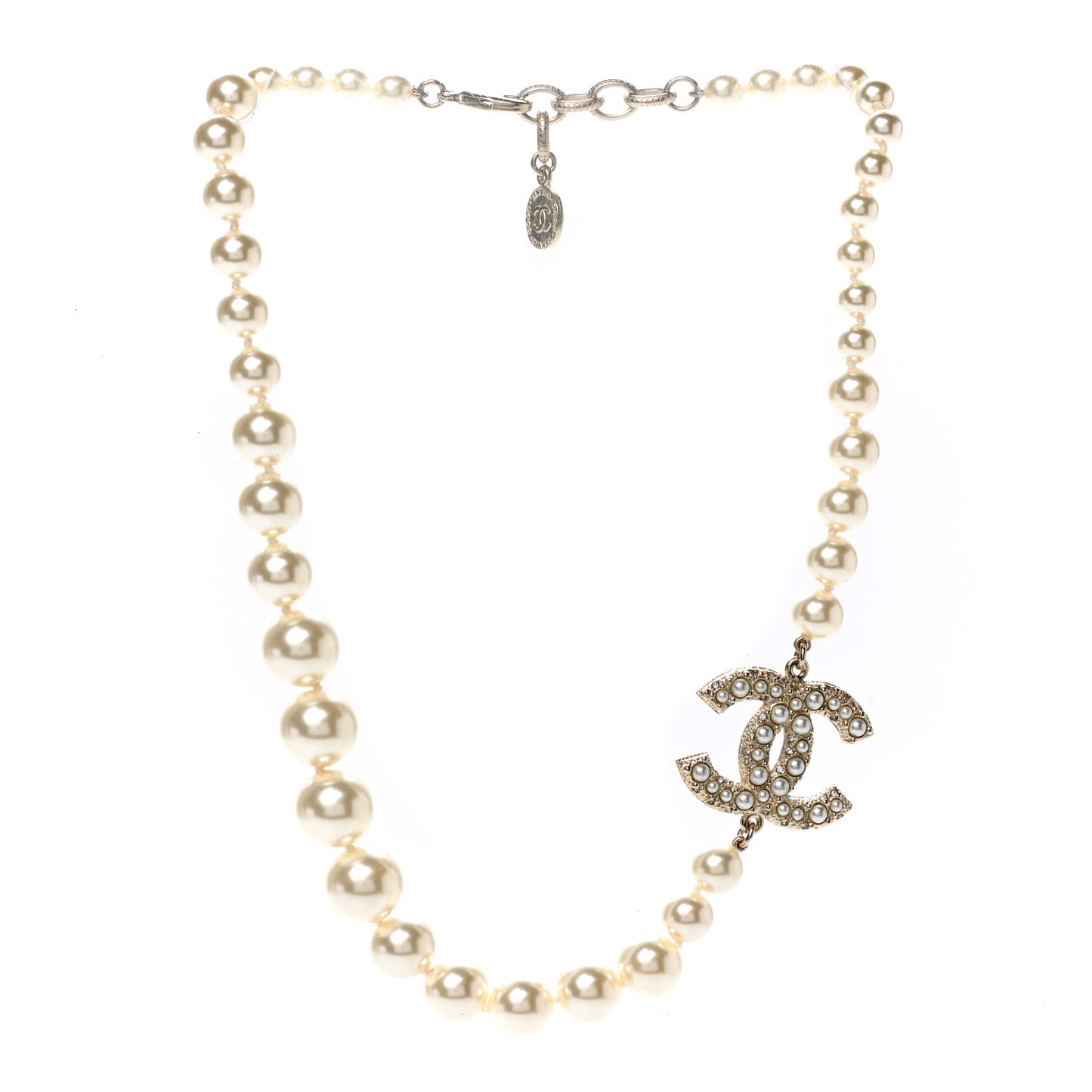 Graduated Pearl CC Short Necklace Gold