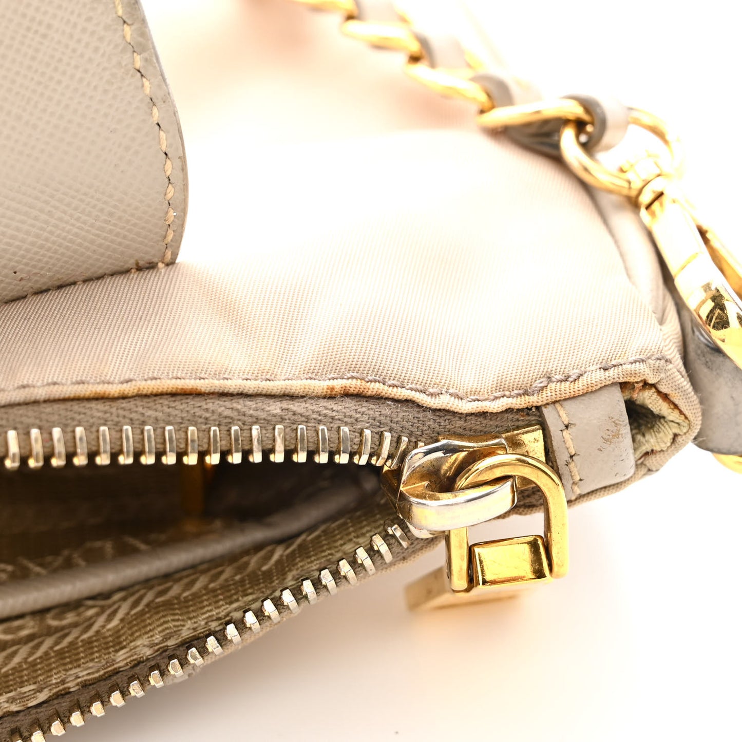 Tessuto Nylon Saffiano Crossbody Bag Talco