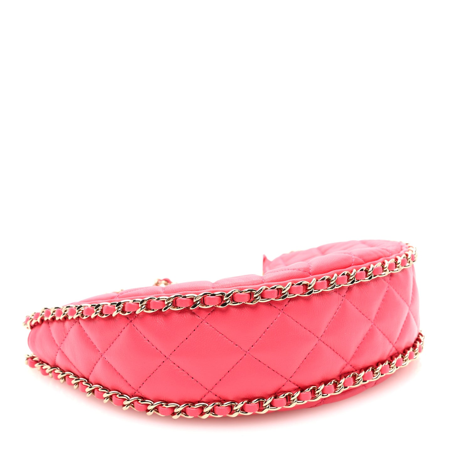 Lambskin Quilted Small Hobo Bag Dark Pink
