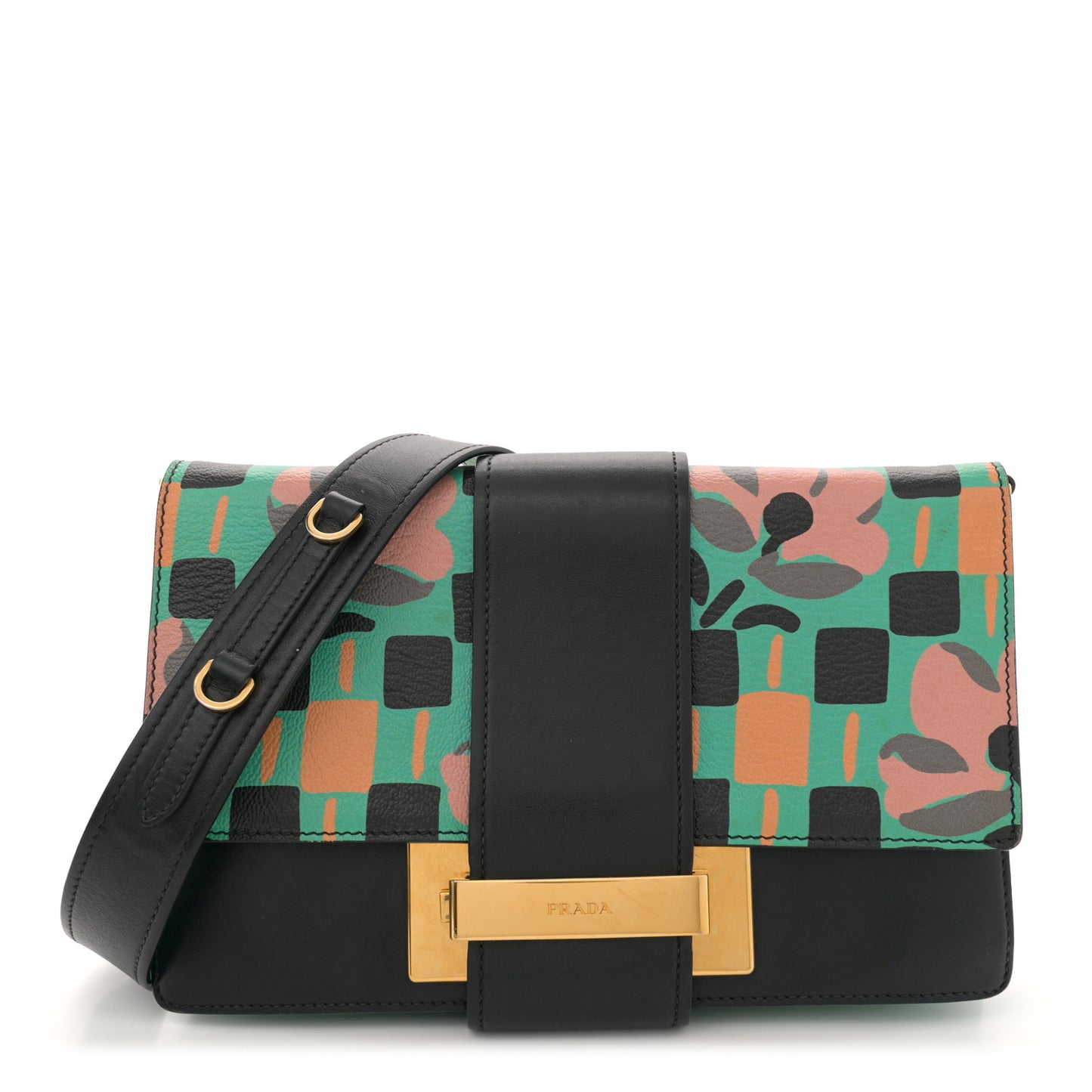 Madras Floral Print Ribbon Bag Mango Black
