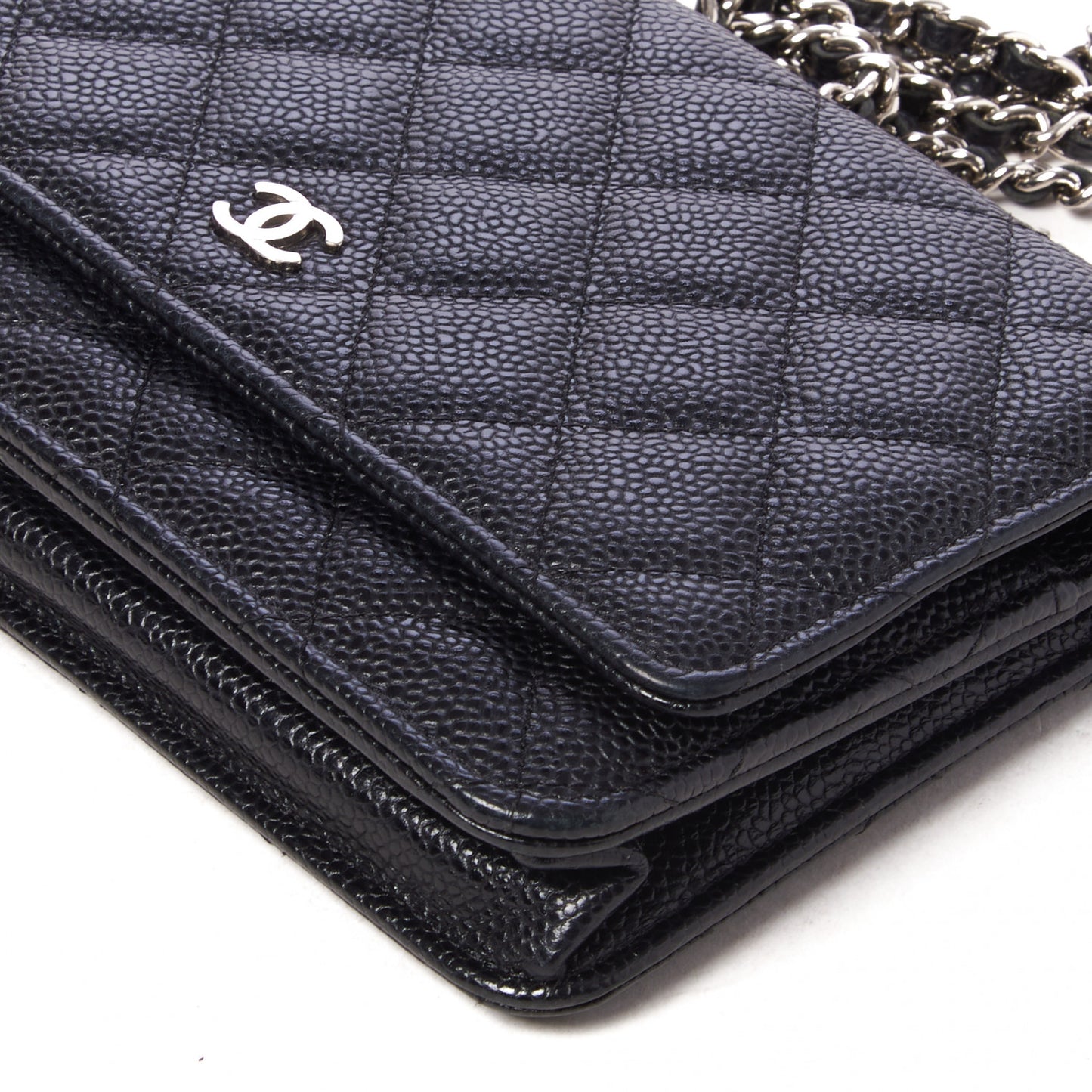 Caviar Quilted Wallet On Chain WOC Black
