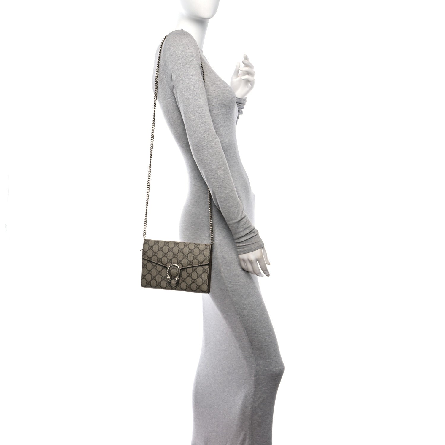 Gucci GG Supreme Monogram Mini Dionysus Chain Wallet Beige Taupe 2 of 10