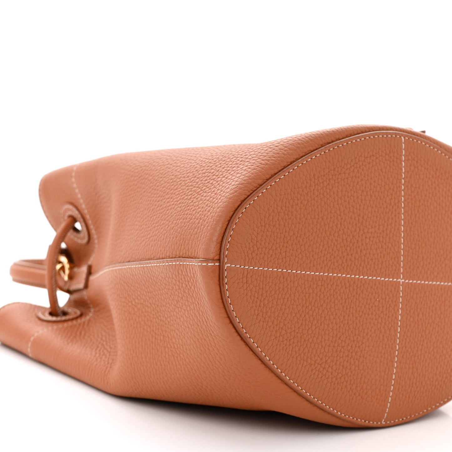 Grainy Calfskin Small TB Bucket Bag Russet Brown