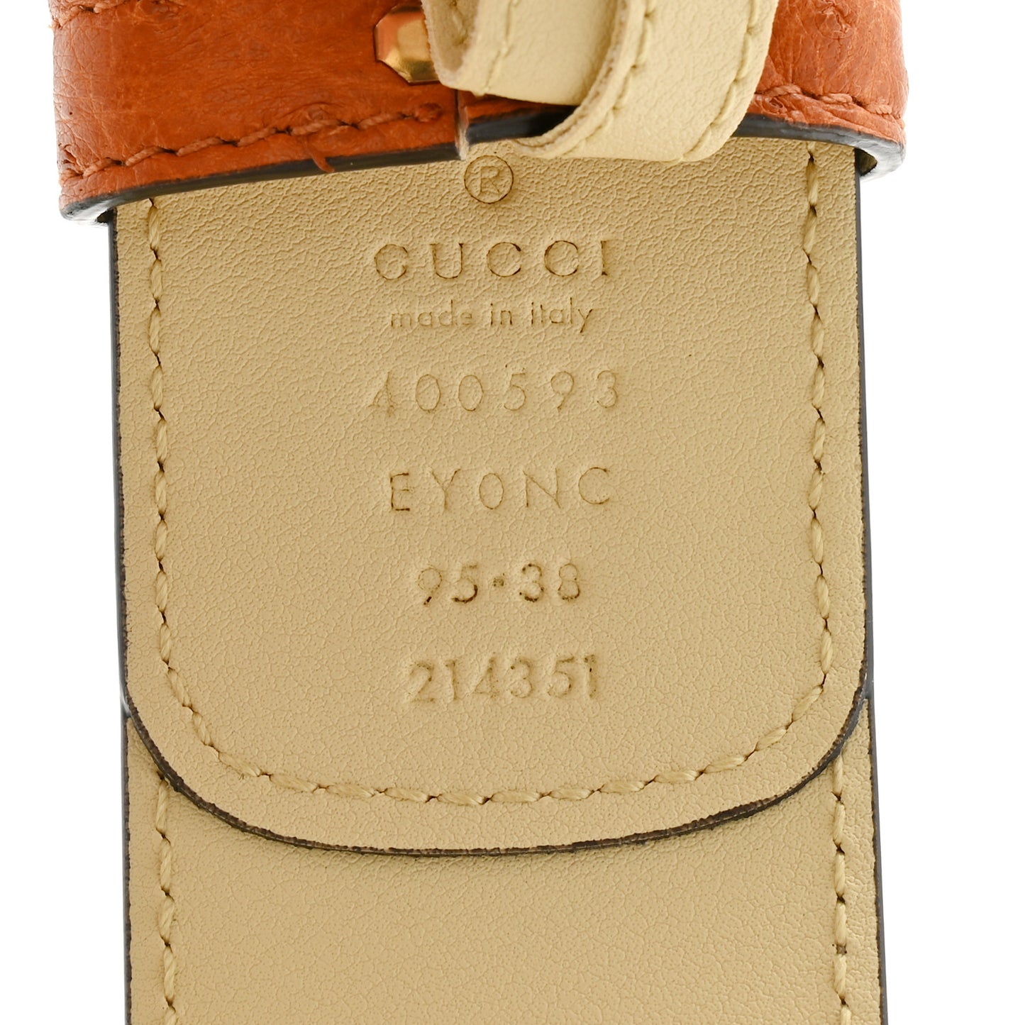 Ostrich Snakeskin Double G 40mm Belt 95 38 Gold Cloud Butter Ivory Paradise Cloud