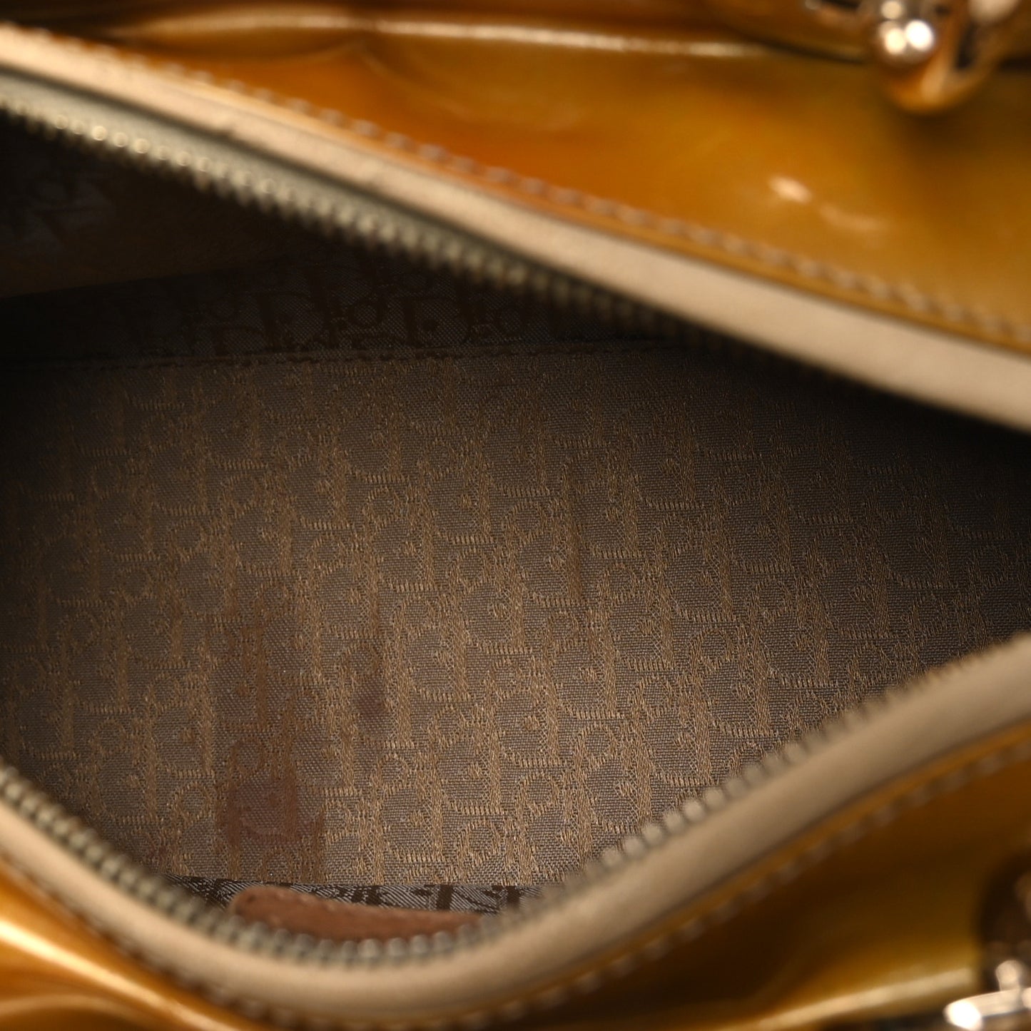 Patent Cannage Stitched Medium Lady Dior Dark Beige