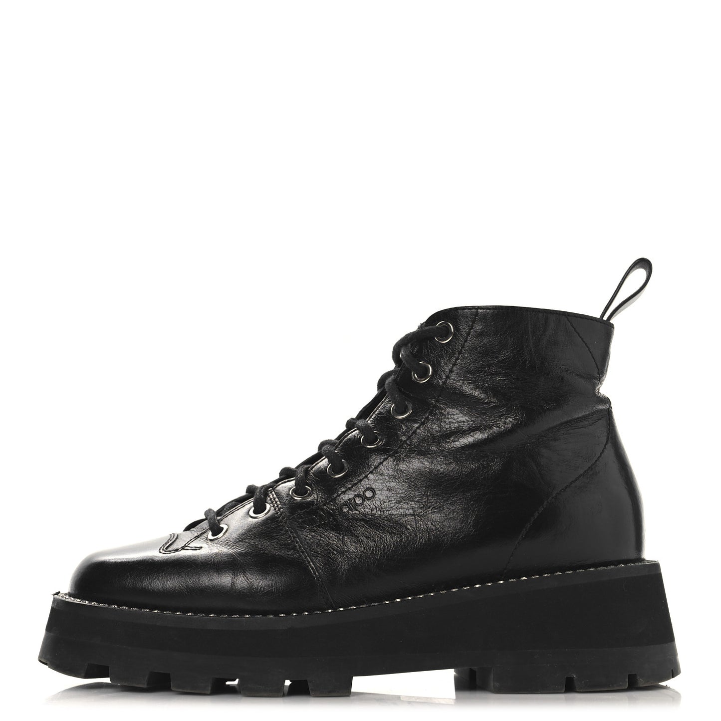 Calfskin Crystal Embellished Colby Combat Boots 38.5 Black