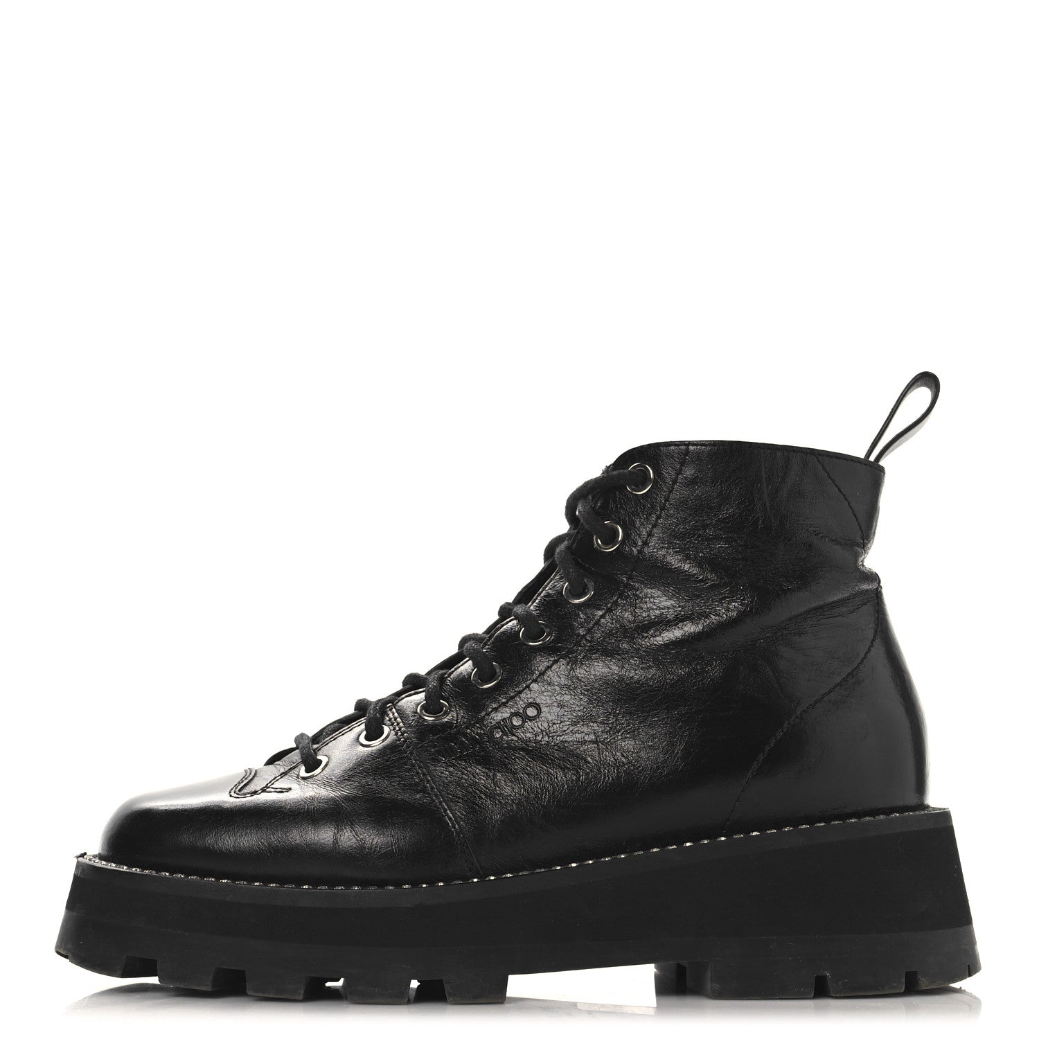 Jimmy Choo Calfskin Crystal Embellished Colby Combat Boots 38.5 Black 1 of 10