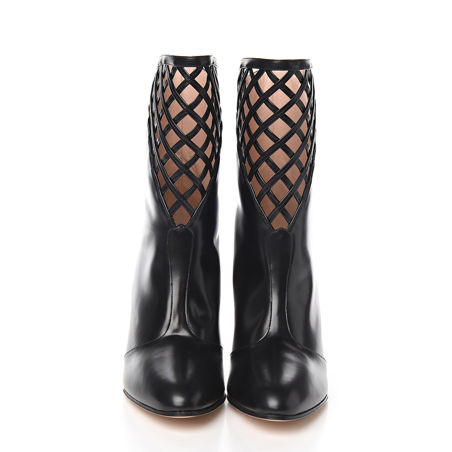 Plume Calfskin Damir Lattice Cutout Boots 39 Black