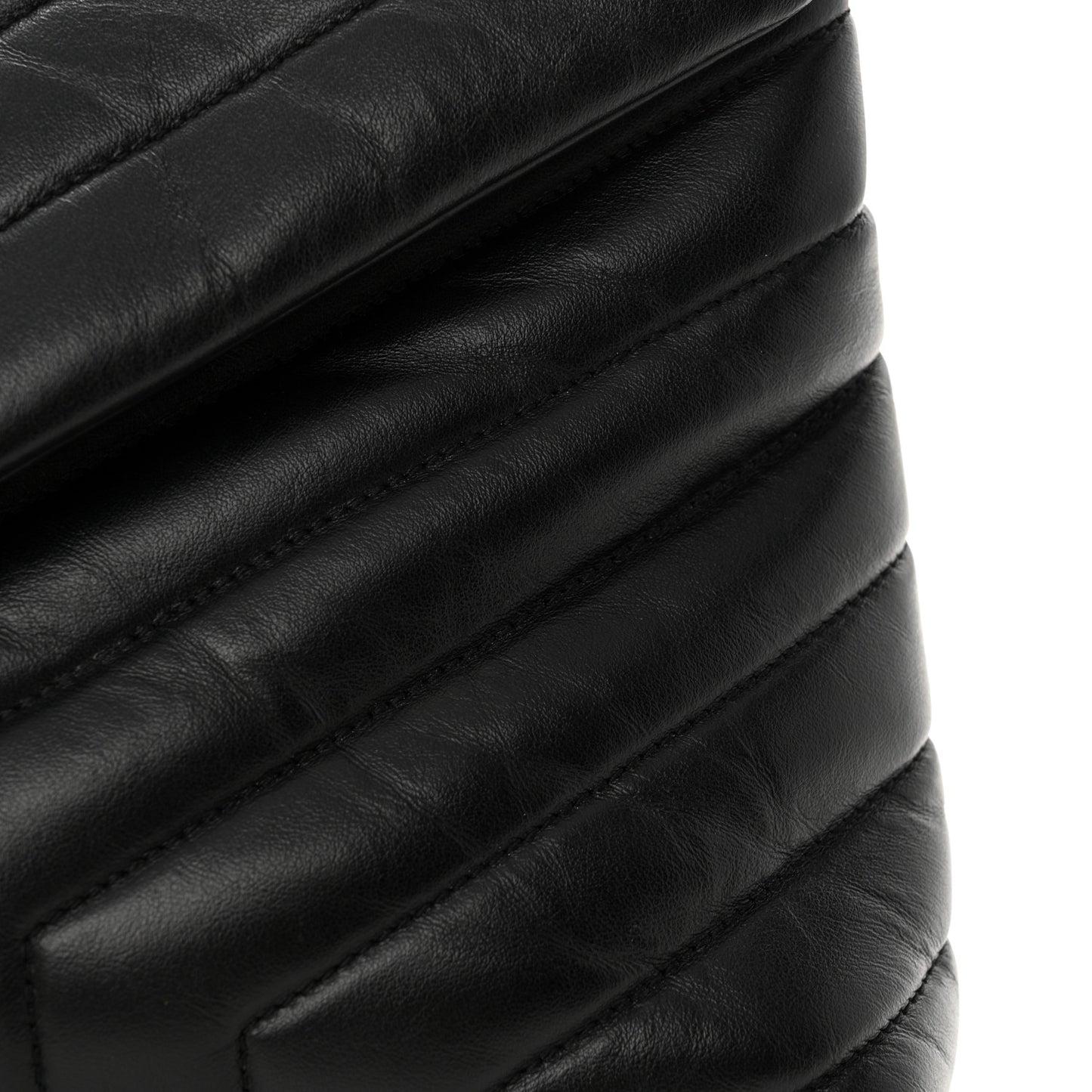 Calfskin Y Quilted Monogram Medium Loulou Chain Satchel Black