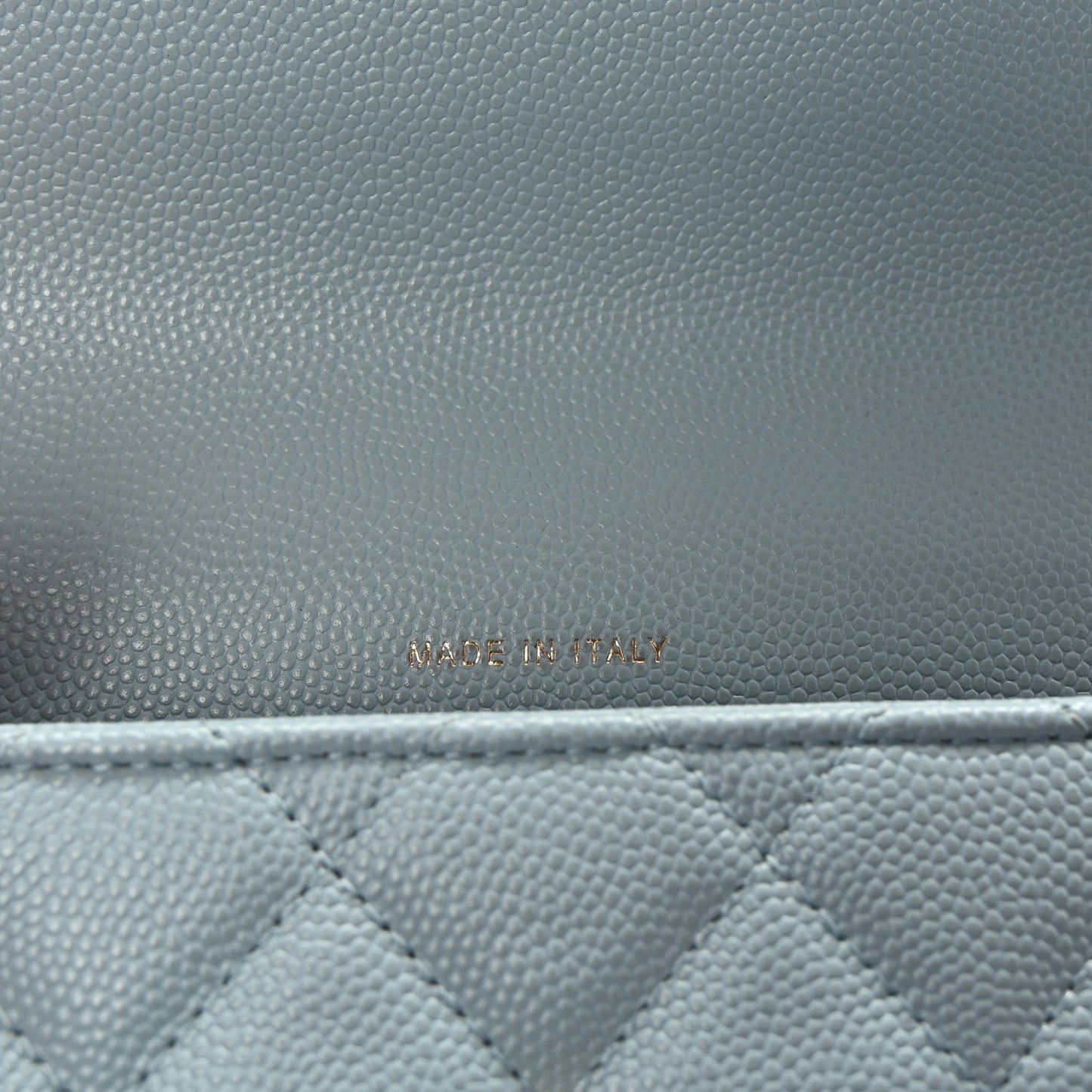 Caviar Quilted Flap Phone Holder With Chain Light Blue