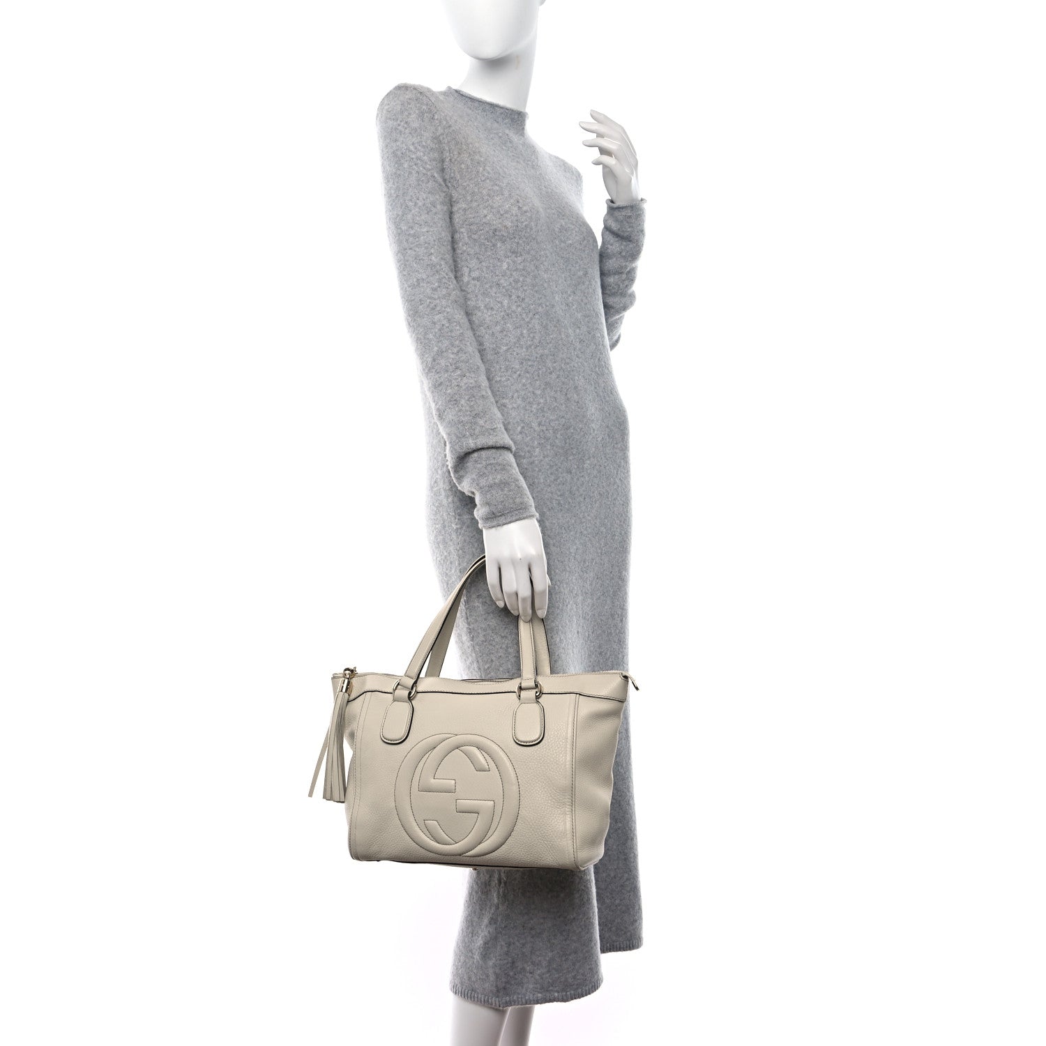 Gucci Pebbled Calfskin Small Soho Top Handle Bag Off White 2 of 9