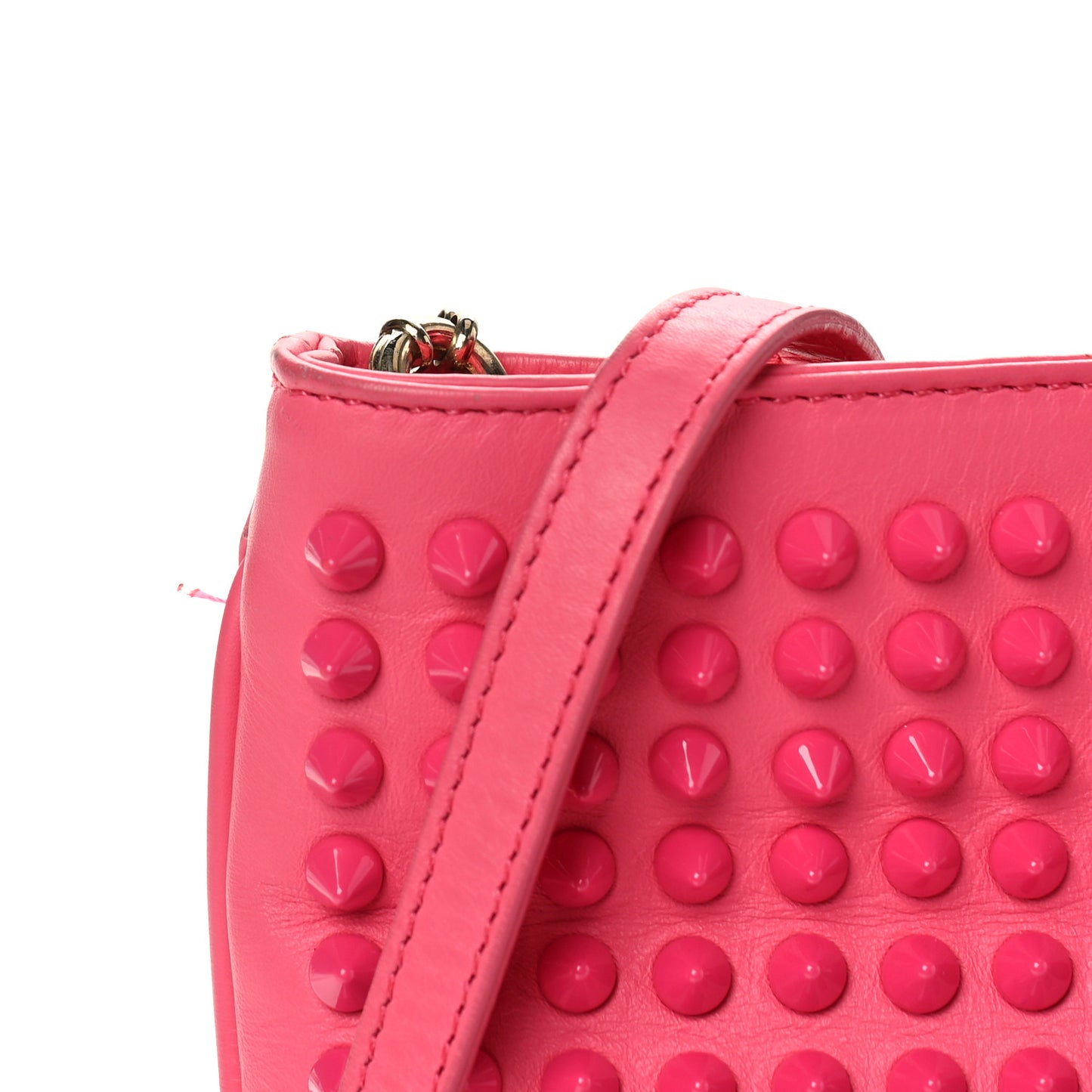 Calfskin Spikes Loubiposh Chain Clutch Fuchsia
