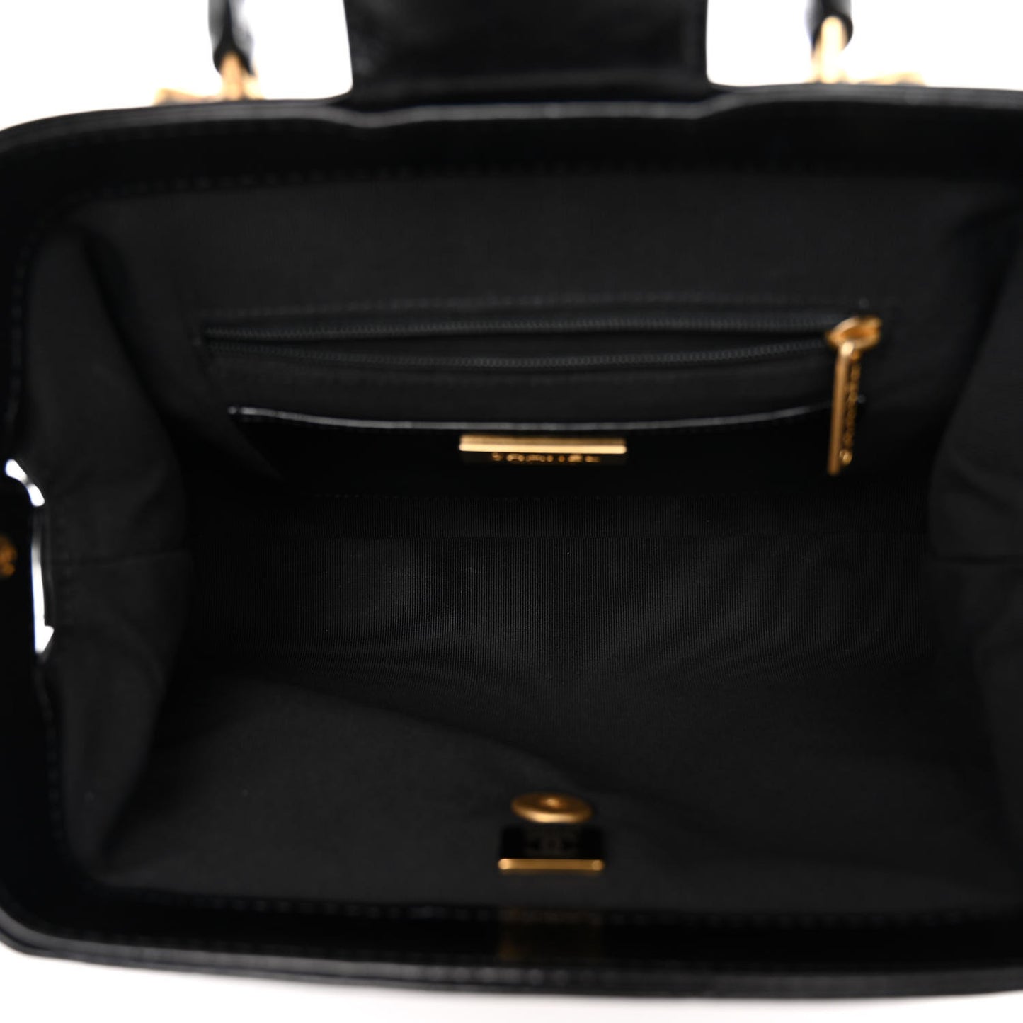 Shiny Lambskin Quilted Small Cocodoc Top Handle Bag Black