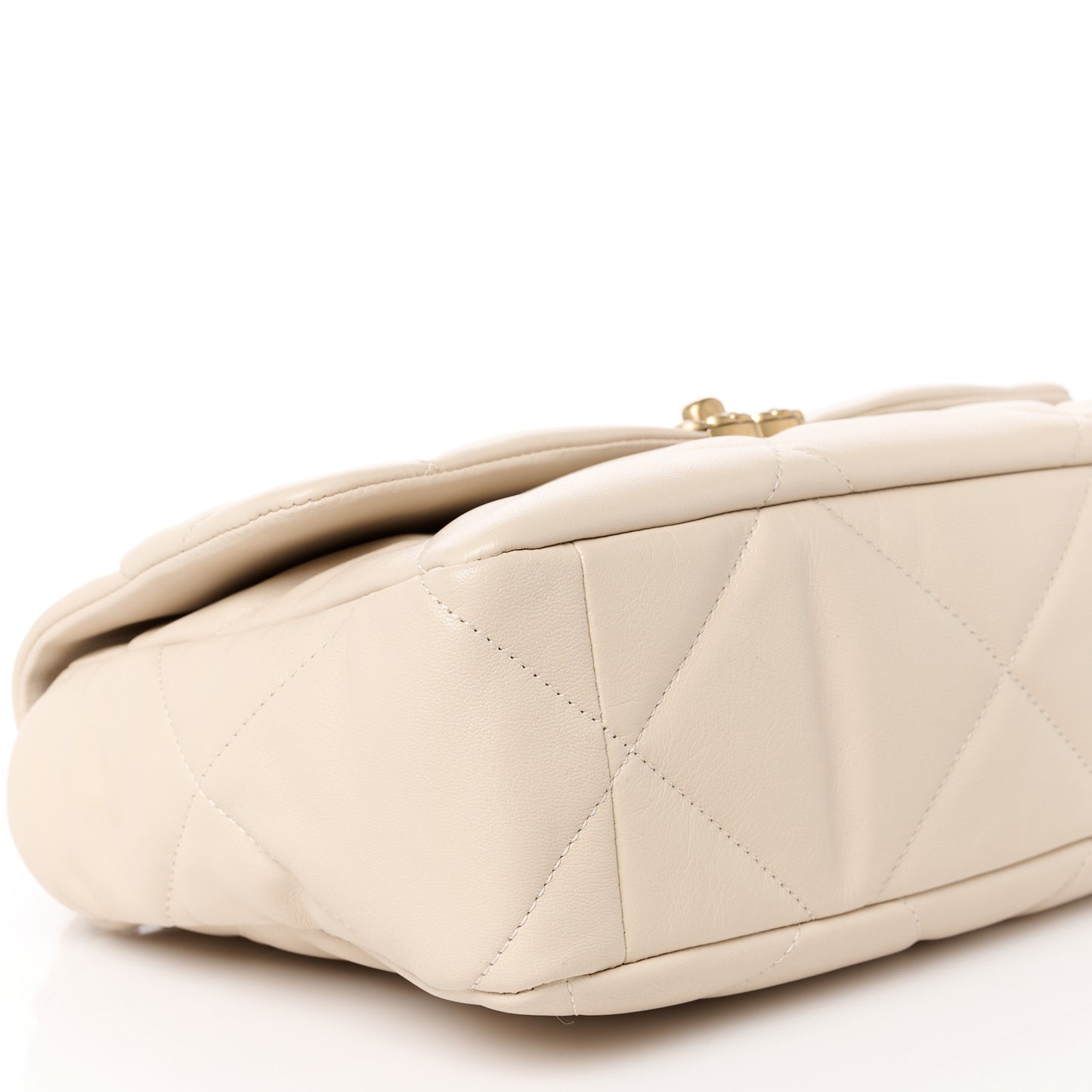 Goatskin Quilted Large Chanel 19 Flap Light Beige