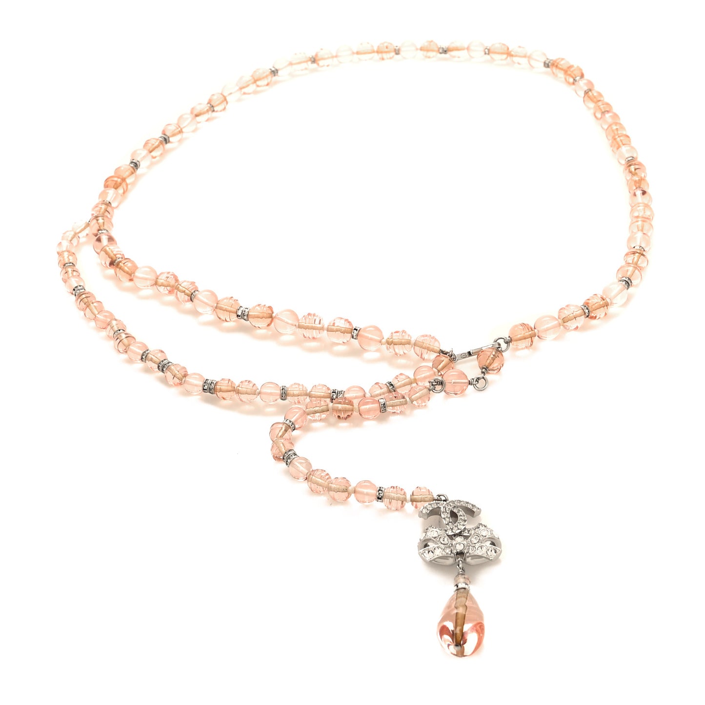 Resin Bead Crystal CC Bow Belt Pink Silver