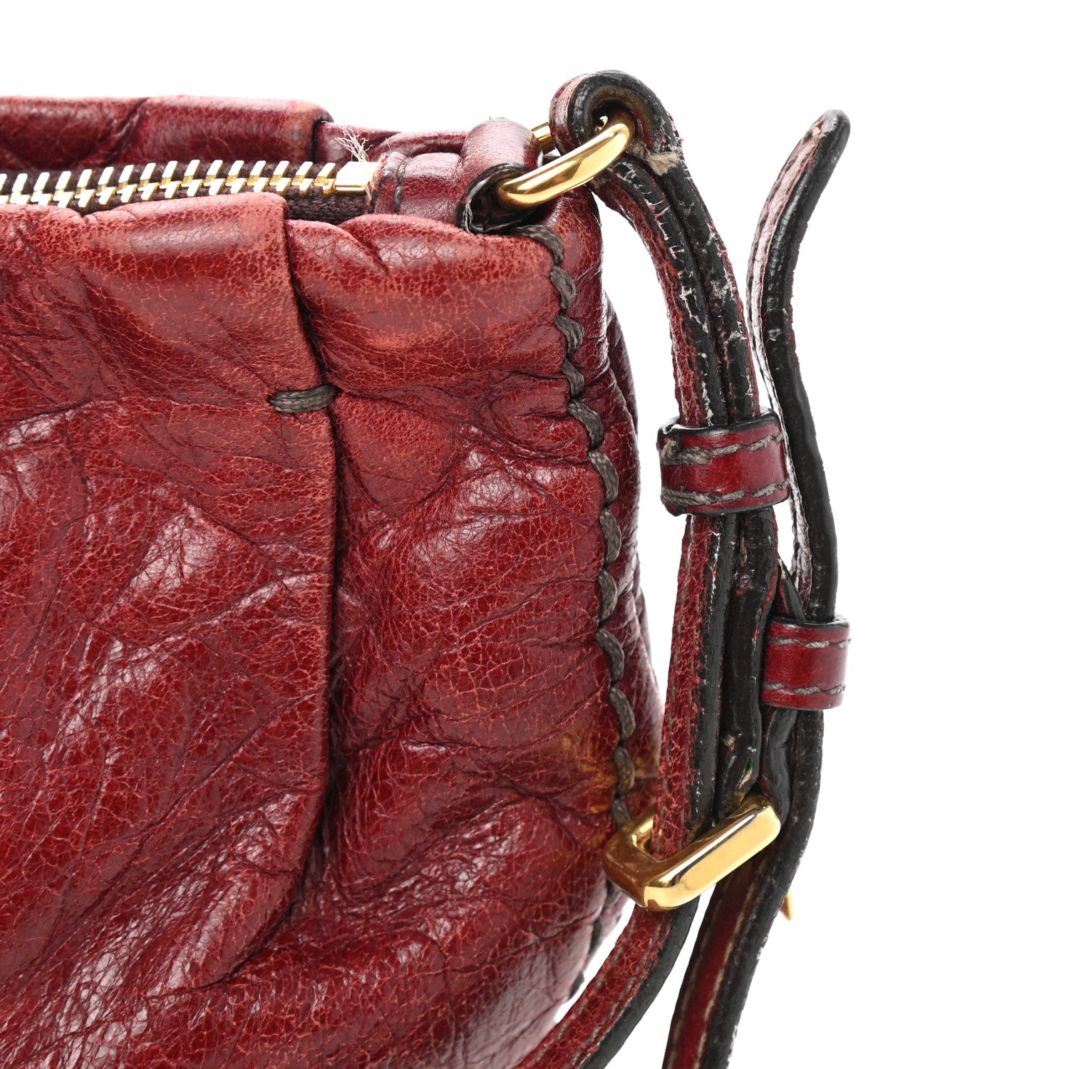 Prada Vitello Shine Mordore Wristlet Clutch Red 7 of 7
