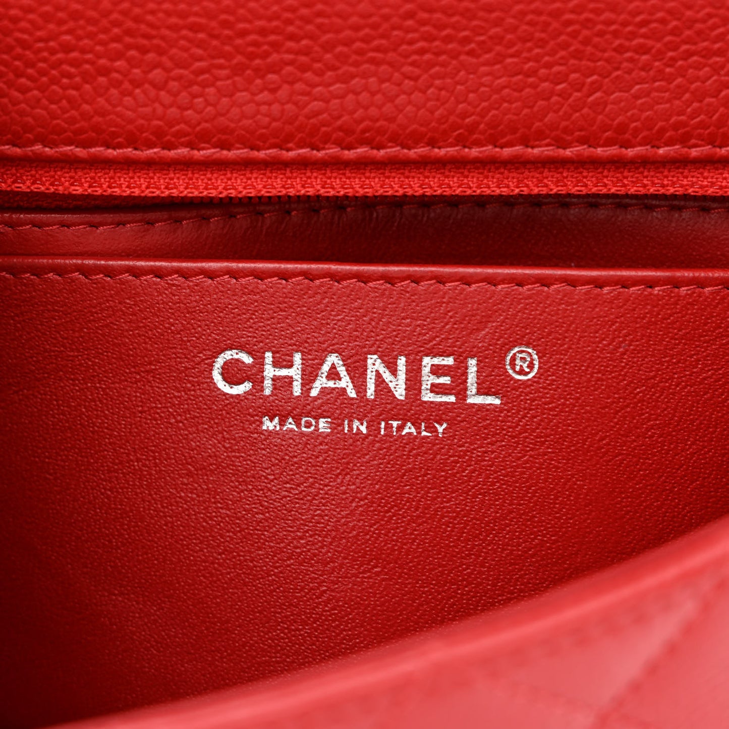 Caviar Quilted Mini Rectangular Flap Red