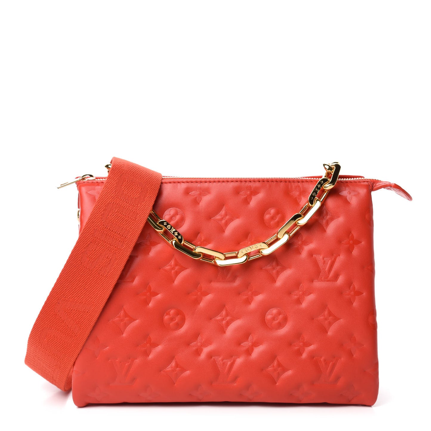 Lambskin Embossed Monogram Coussin PM Red