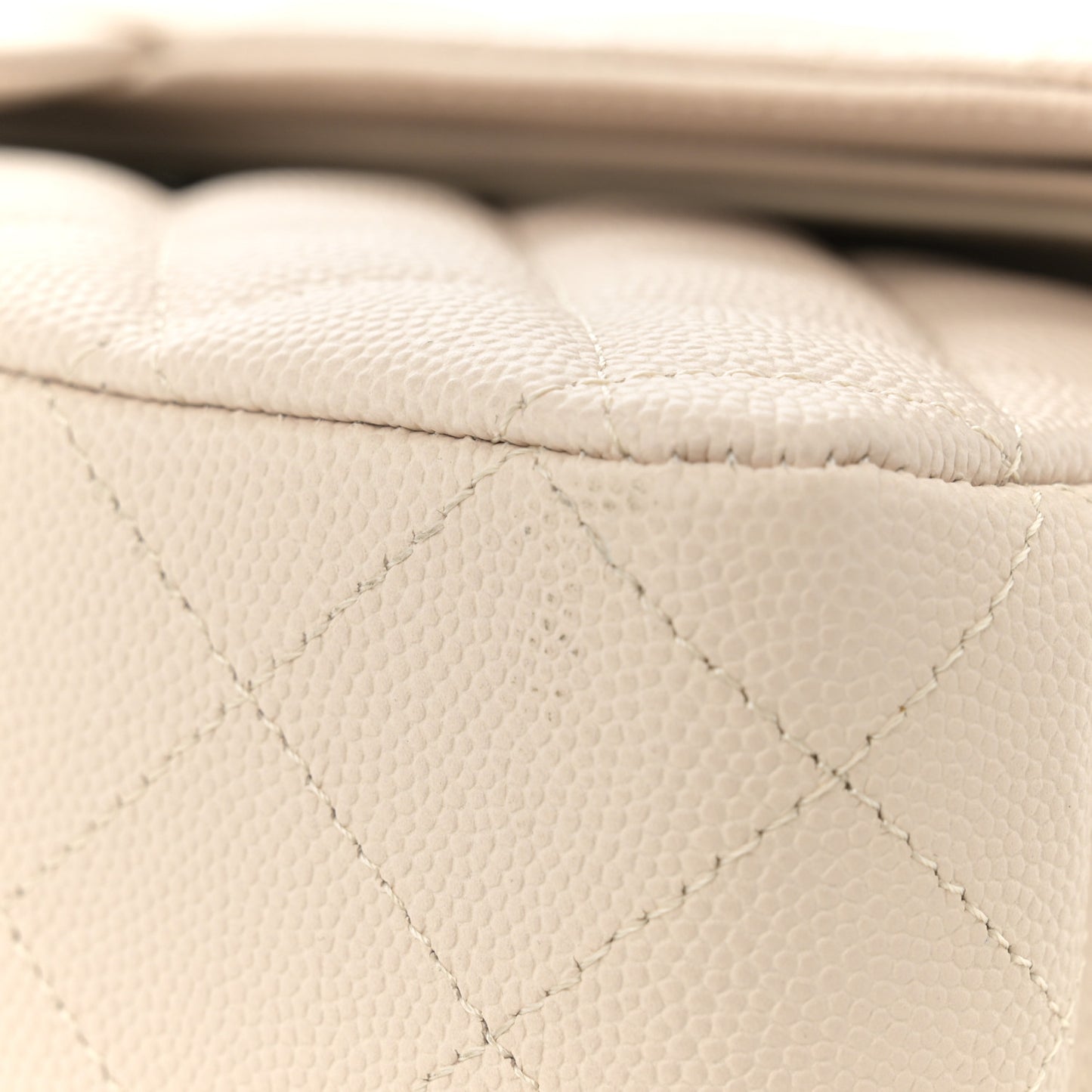 Caviar Quilted Medium Double Flap Ivory