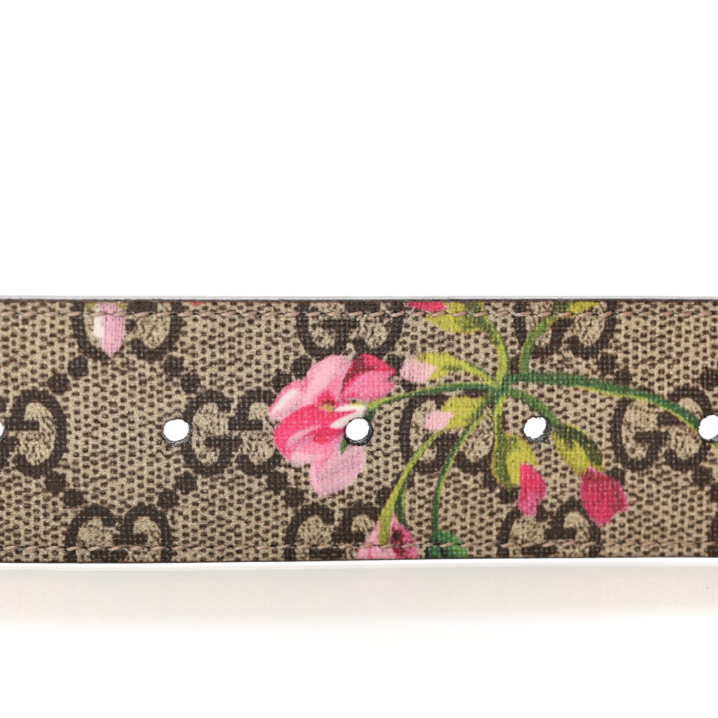 GG Supreme Monogram Blooms Moon Calfskin Interlocking G 37mm Belt 85 34 Beige Ebony Multicolor Dry Rose