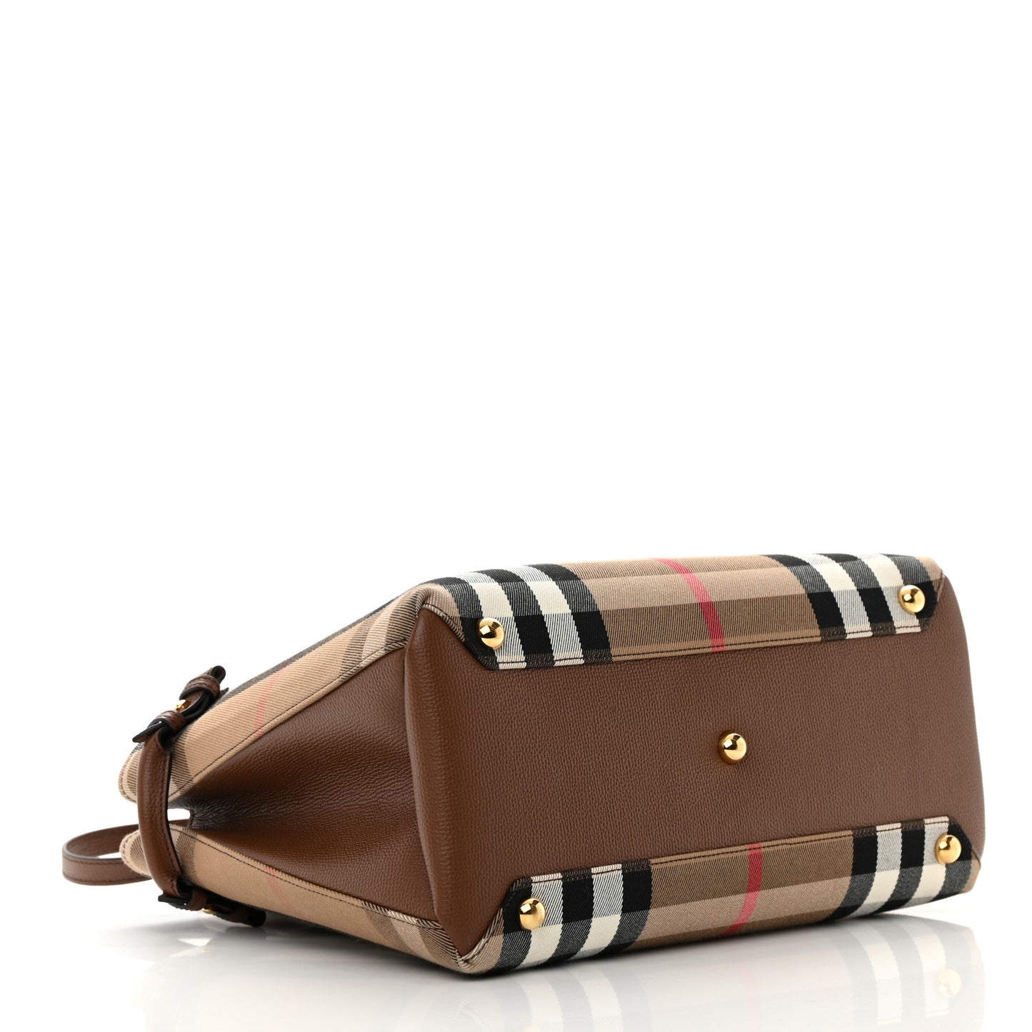 House Check Grainy Calfskin Medium Banner Tote Brown